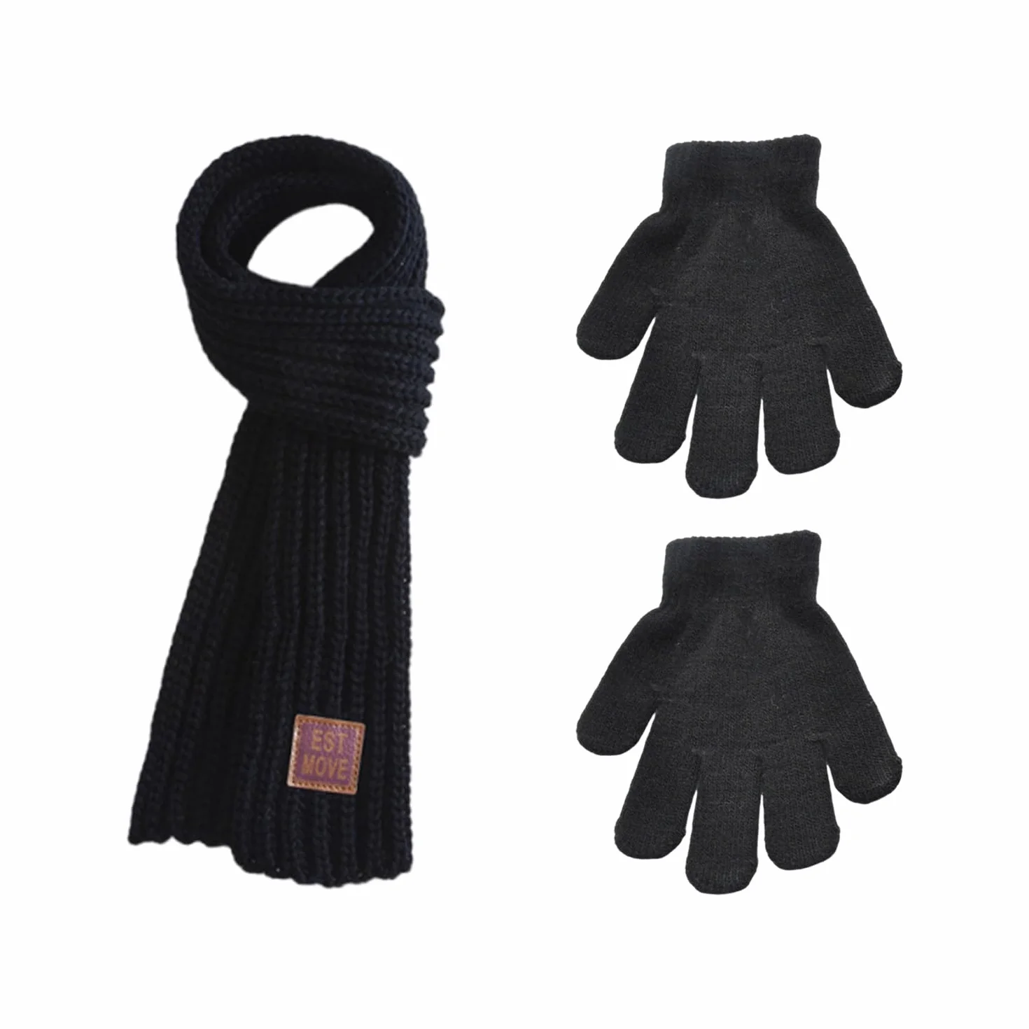 1 Bufanda Para Niños Y 1 Par De Guantes Abrigados, Bufanda Abrigada Para Niños, Bufanda De Punto Suave, Guantes De Punto, Guantes De Invierno