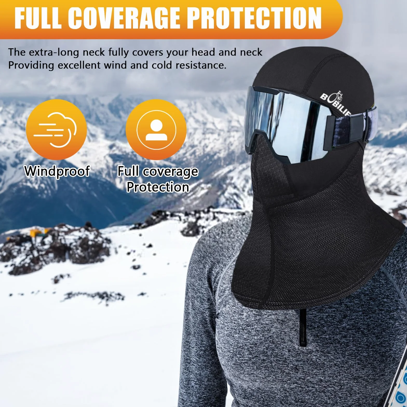 Pasamontañas térmico resistente al viento, elástico, transpirable, para clima frío, invierno, cálido, para ciclismo, esquí y pesca en hielo (negro), Negro -, Talla única