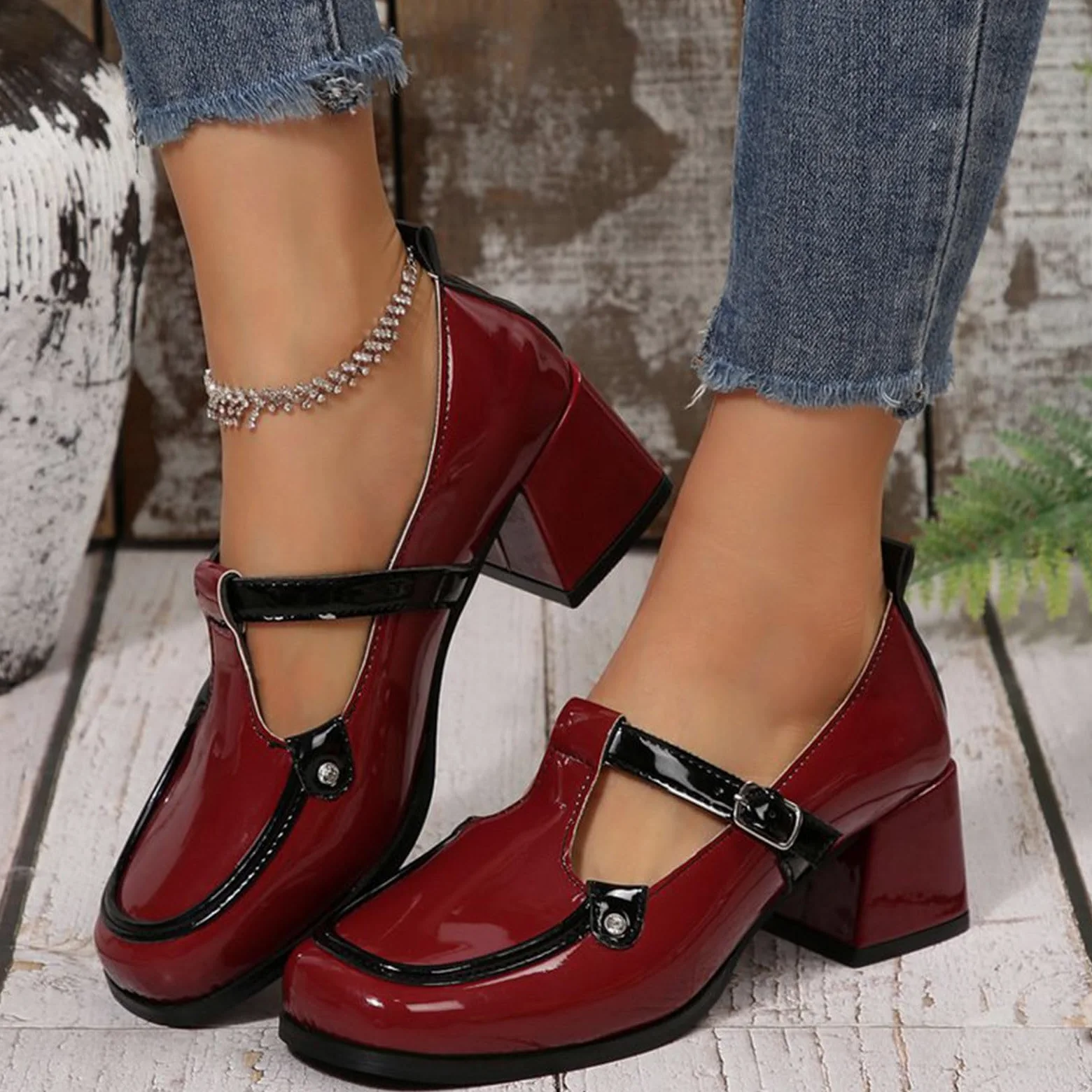 Zapatos De Cuero De Mujer Tacón Mary Jane Zapatos Cómodos Y Elegantes | Zapatos de negocios, tacones bajos gruesos zapatos de tacón ancho de los pies, zapatos ligeros para uso diario y de oficina