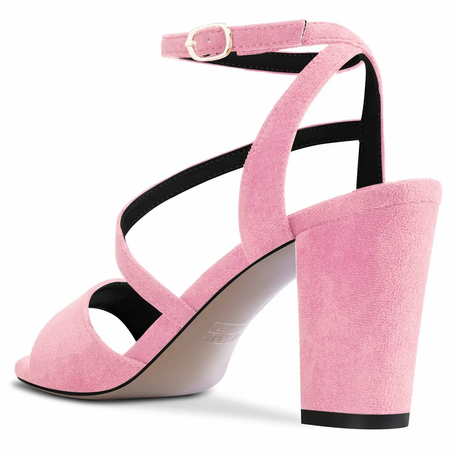 HDEUOLM Mujer Chunky Ancho Alto High Heel Abierta Punta Sandalias Correa Tobillo Casual Cute Zapatos