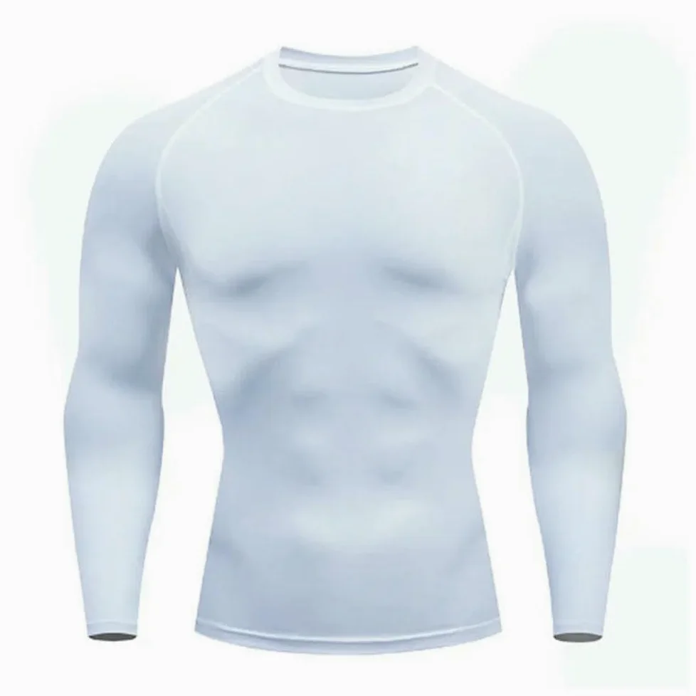 DYRBF - Camiseta deportiva para hombre, de secado rápido, manga larga, de compresión, para gimnasio, fitness, camiseta de protección contra erupciones