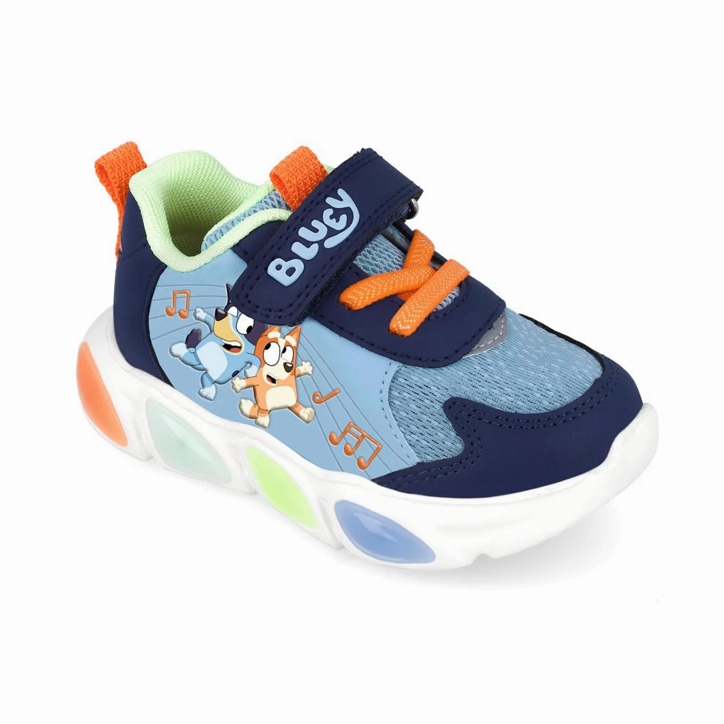 Garvalín Tenis Niño con Luces Deportivo Azul con Bluey | Suela LED Multicolor | Cierre Ajustable y Agujetas
