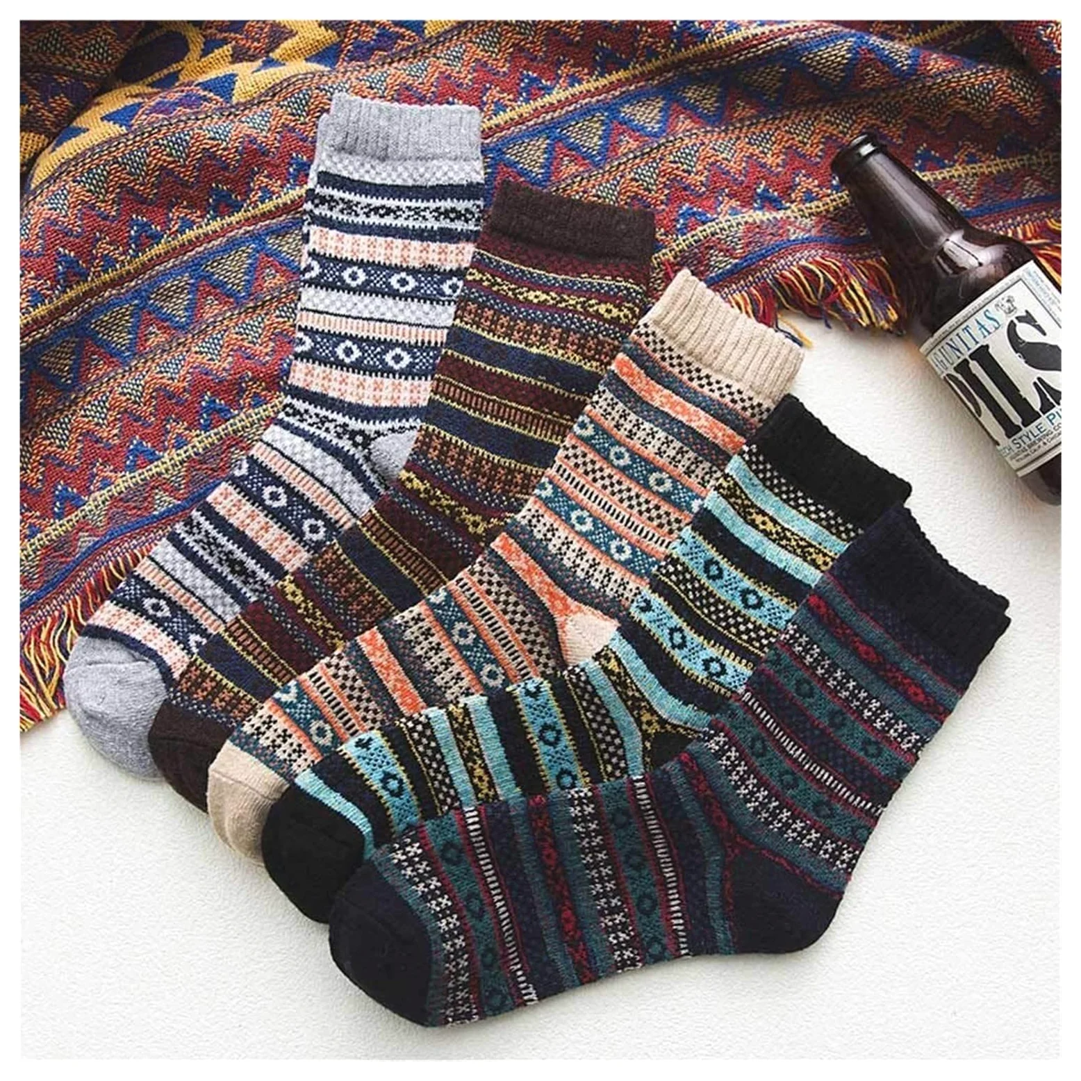 Calcetines Invierno 5 Pares De Calcetines Cálidos De Lana De Invierno Para Mujer, Calcetín Borroso Como Y Año Nuevo Calcetines Termicos