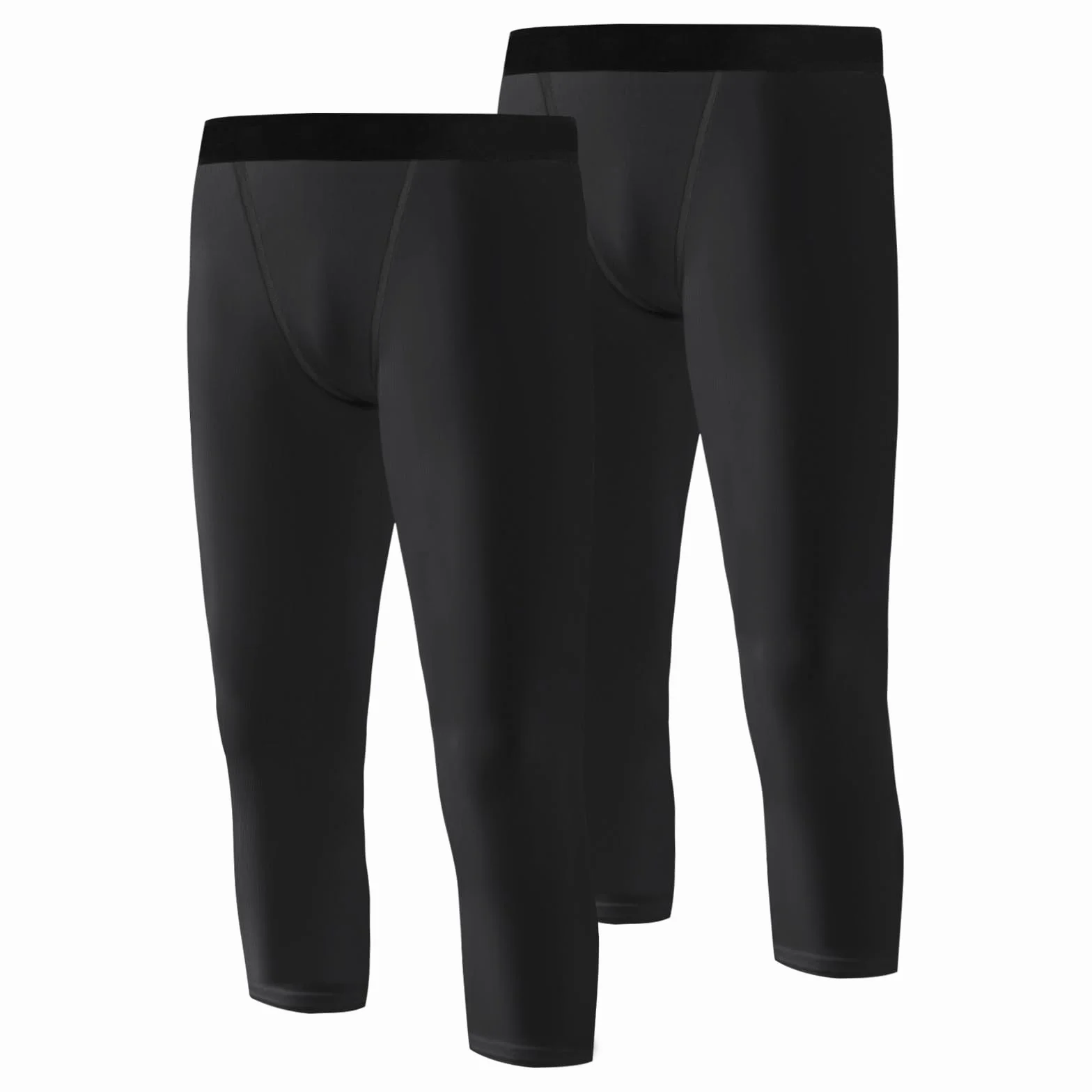 Pantalones de Compresión para Niños 2 Pack, Mallas 3/4 para Baloncesto y Fútbol, Capa Base Atlética, Secado Rápido 6-14 Años