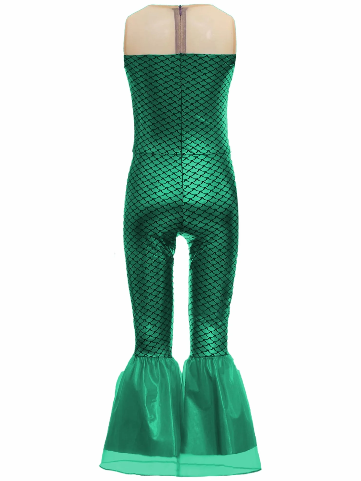 TiaoBug Mono De Sirena Sin Mangas Para Niña Con Estampado De Escamas De Pez Traje De Cuerpo Entero Con Pantalones Acampanados Jumpsuit Danza
