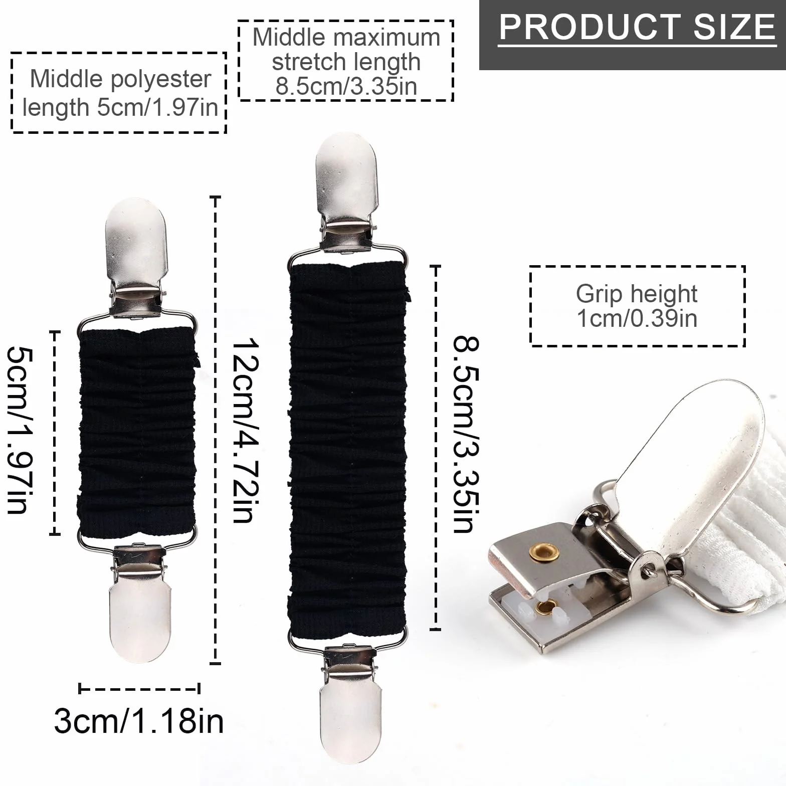 Mikovivi 4uds Pinzas para Vestido con Cincha Trasera, Cinturilla Elástica Ajustable de Poliéster con Clips para Mujer Que Ajusta la Ropa Vestidos y Suéteres Shawls (4 Colores)