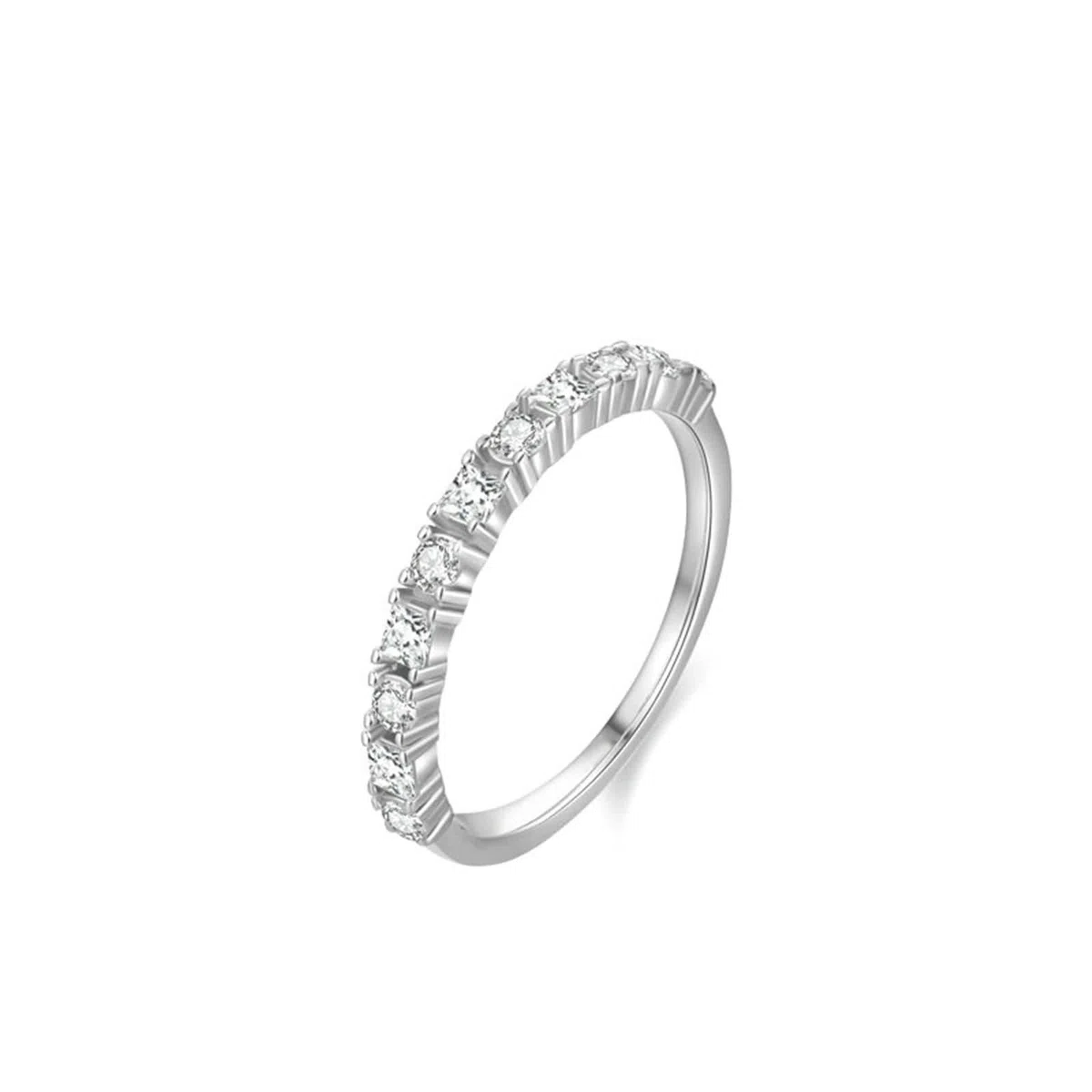 Anillo de oro 750 de 18 quilates, para mujer, apilable con moissanite redondo 750, oro blanco y plata, talla 52 (16,6)