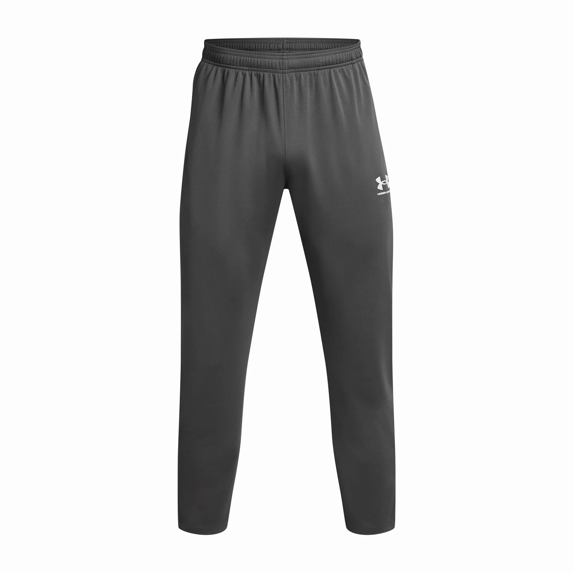 Under Armour UA Challenger Pique Track Pantalones de deporte para hombre, pantalones de chándal transpirables y de secado rápido, color gris brezo/blanco
