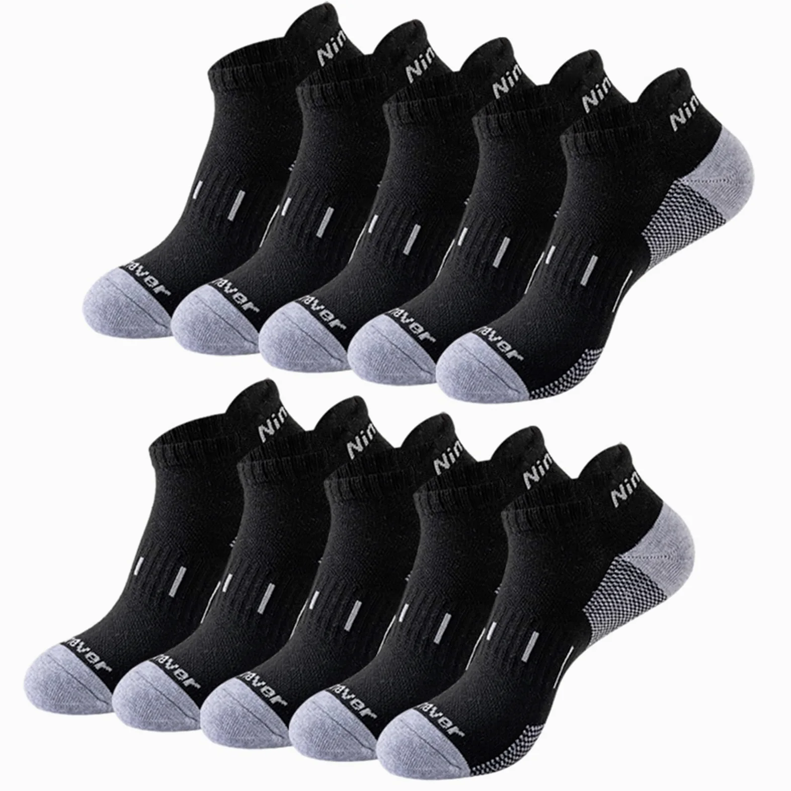 Calcetines tobilleros transpirables y cómodos de rendimiento atlético, gruesos, acolchados, invisibles, 10 pares