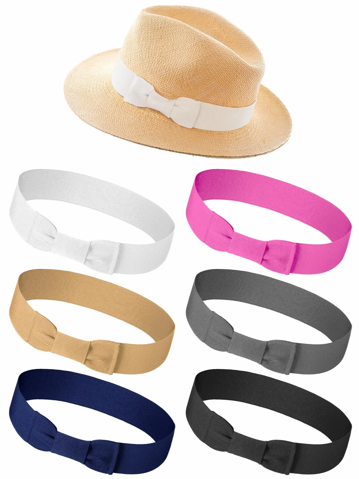 Tigeen 6 bandas elásticas con lazo para sombrero de vaquero para mujer, bandas para sombrero de fedora para sombrero, cinta de sombrero de paja Panamá, accesorios para sombreros