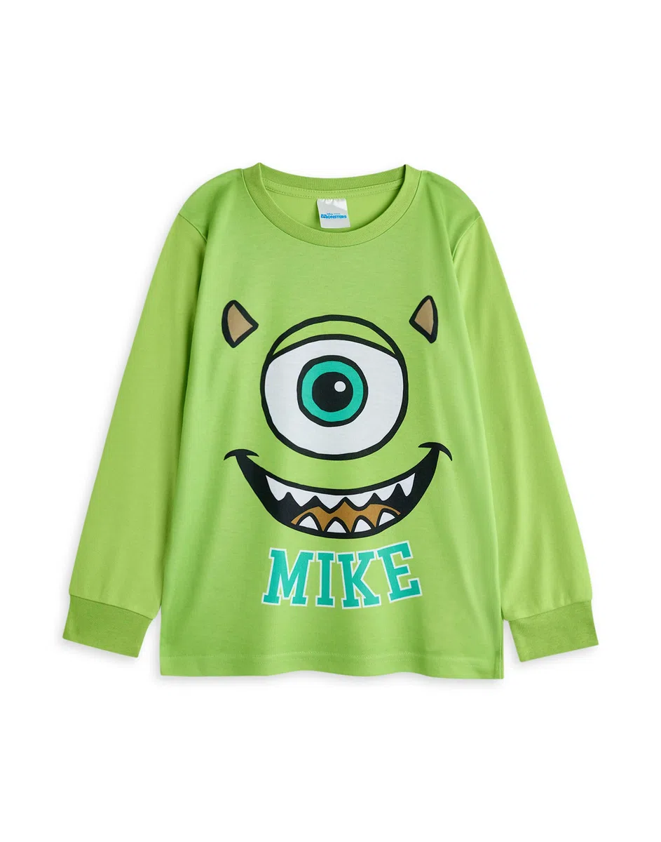 Disney Monster Inc Conjunto de Pijama para niños, Paquete de 2 | Niños Camiseta de Manga Larga con gráfico Sully & Mike y Pantalones de Pijama de Pernera Larga (Azul y Verde)