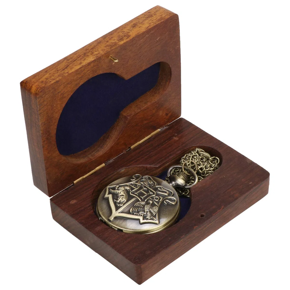 Kartique Reloj de bolsillo con cadena, águila león, esfera de números romanos con caja de madera, marrón, caja de cazador, marrón, caja Hunter, marrón, Funda Hunter