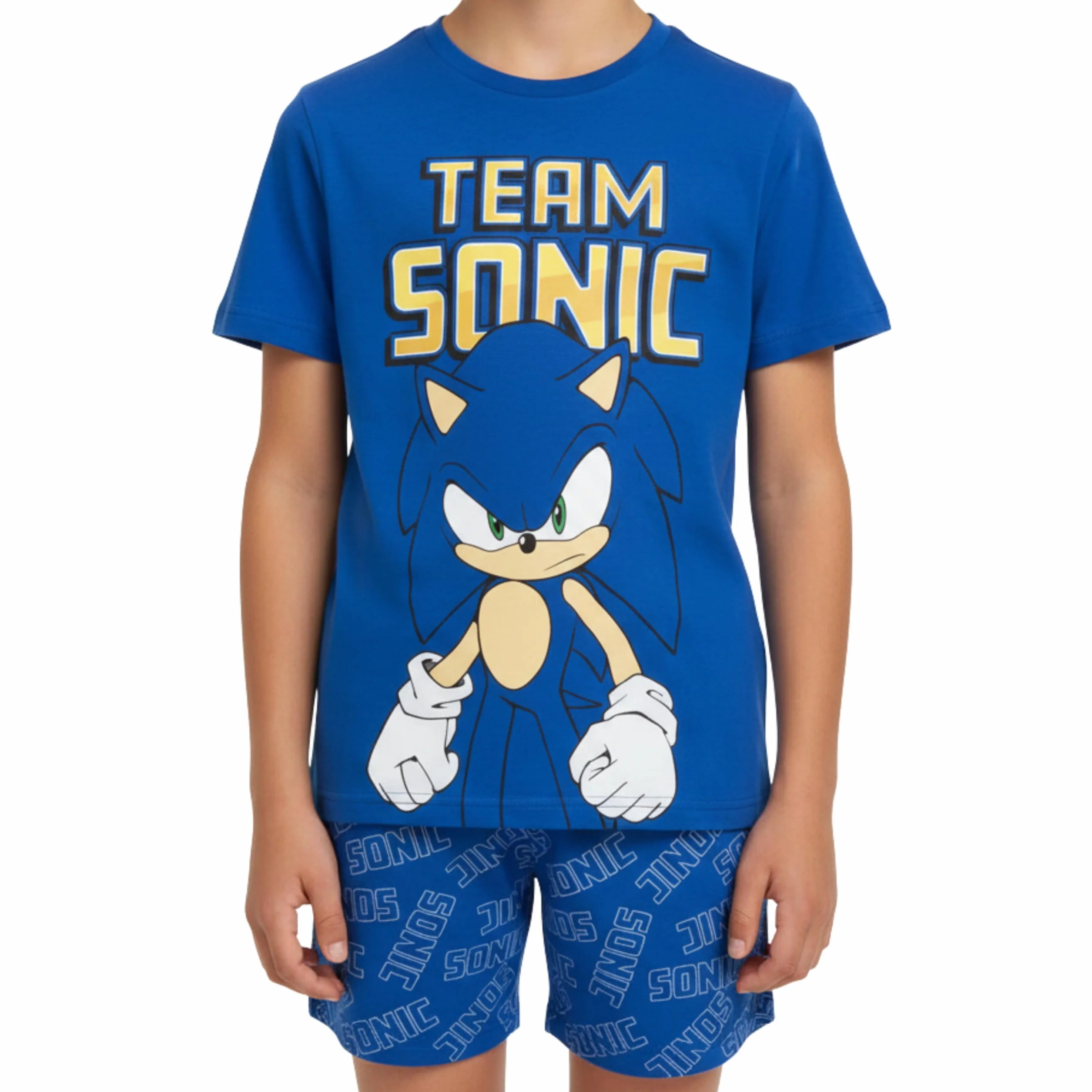 Sonic The Hedgehog Pijamas para Niño, Algodon Suave Camiseta Manga Corta y Pantalon Corto, Tallas 4 a 10 Años