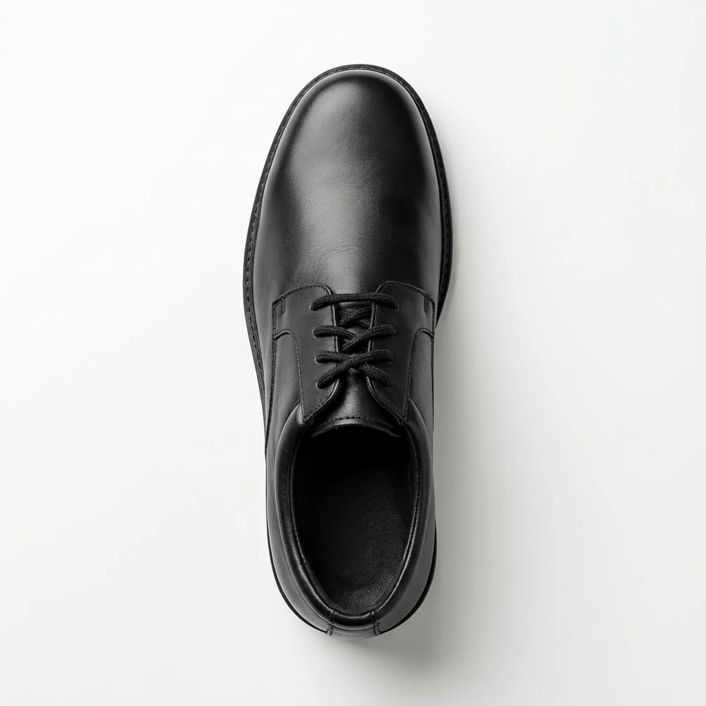 Zapatos de vestir de cuero para hombre con cordones estilo Derby | Diseño formal de puntera redondeada, tacón bajo y suela cosida para oficina, bodas, ceremonias y eventos elegantes