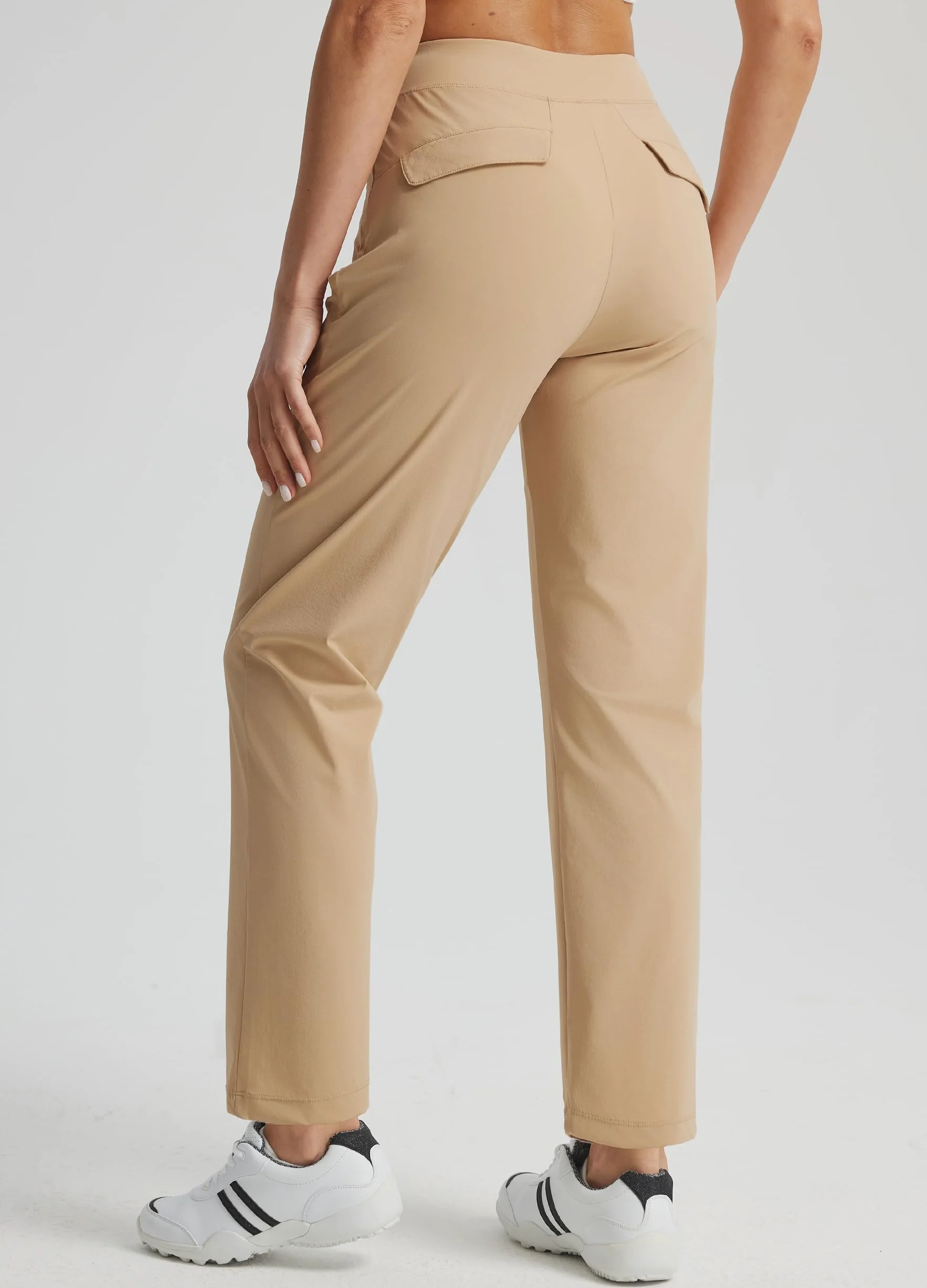 Libin Pantalones de golf para mujer, elásticos, de viaje, de cintura alta, bolsillos con cremallera, pierna recta, suaves, ligeros