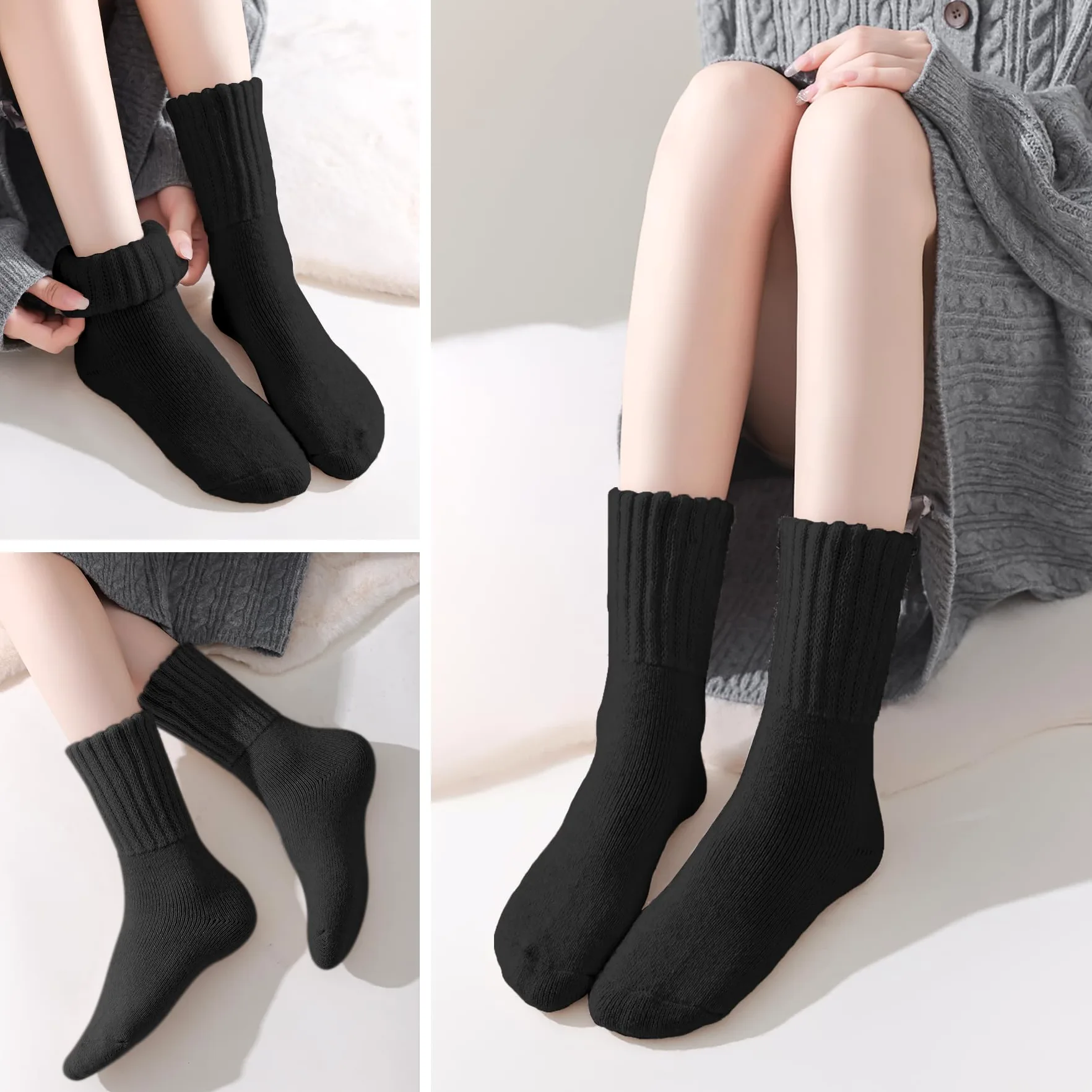 Calcetines térmicos para botas para mujer, calcetines cálidos para invierno, gruesos, para senderismo, jóvenes, 3/5 pares, 5-10