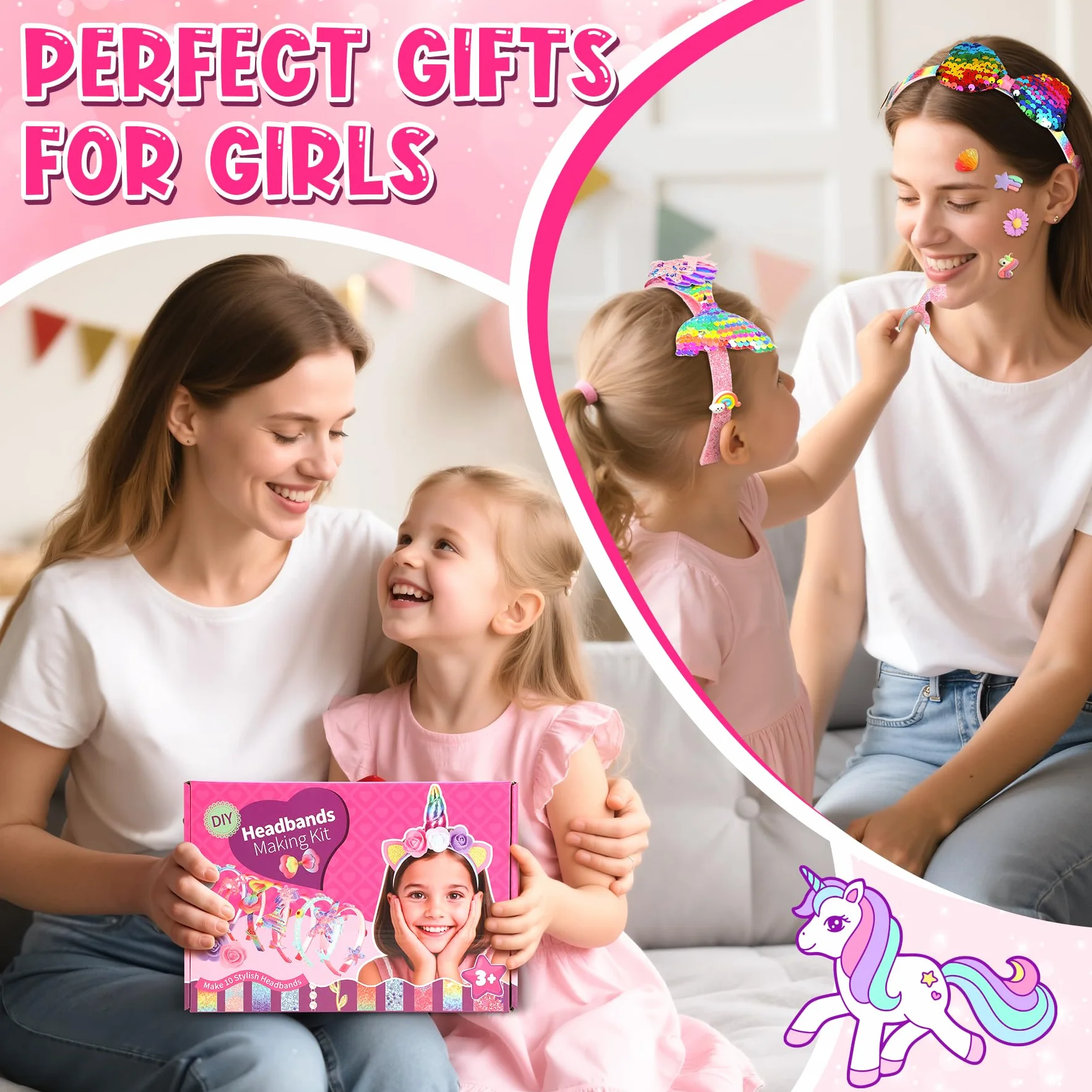 Pourbibi Kit 10 Diademas Para Niñas Manualidades Accesorios Cabello Juguetes Regalo 3-8 Años