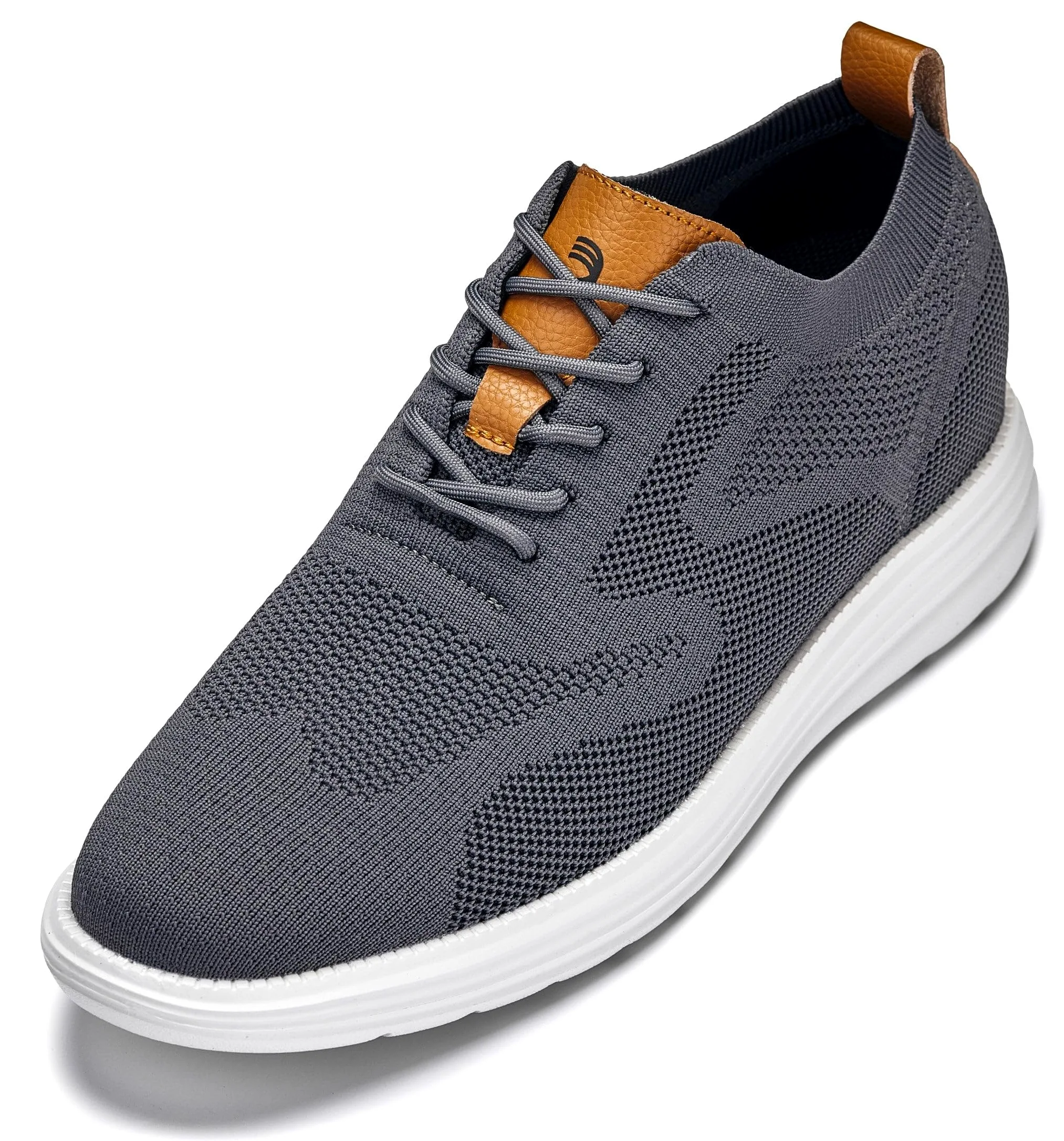 CALTO Zapatos de elevación invisibles para hombre con aumento de altura, ultraligeros, con cordones, de punto, deportivos, 7,1 cm más altos