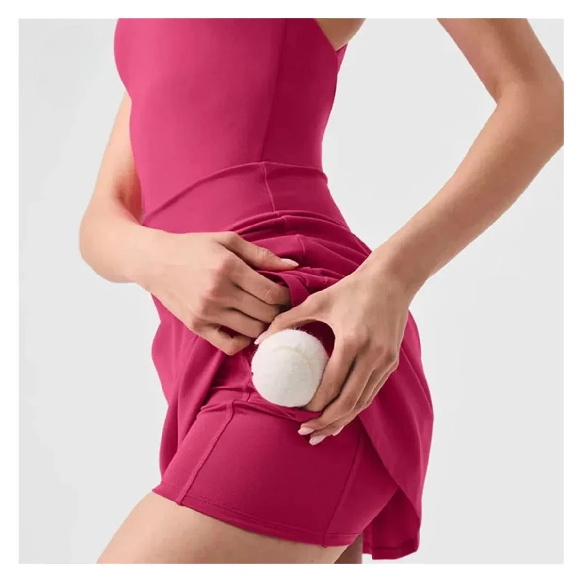 Vestido Deportivo Falda de Yoga, Minifalda Deportiva Tenis, Almohadilla Pecho extraíble, Ropa for Exteriores, Verano Vestido Padel Mujer(Red,S)