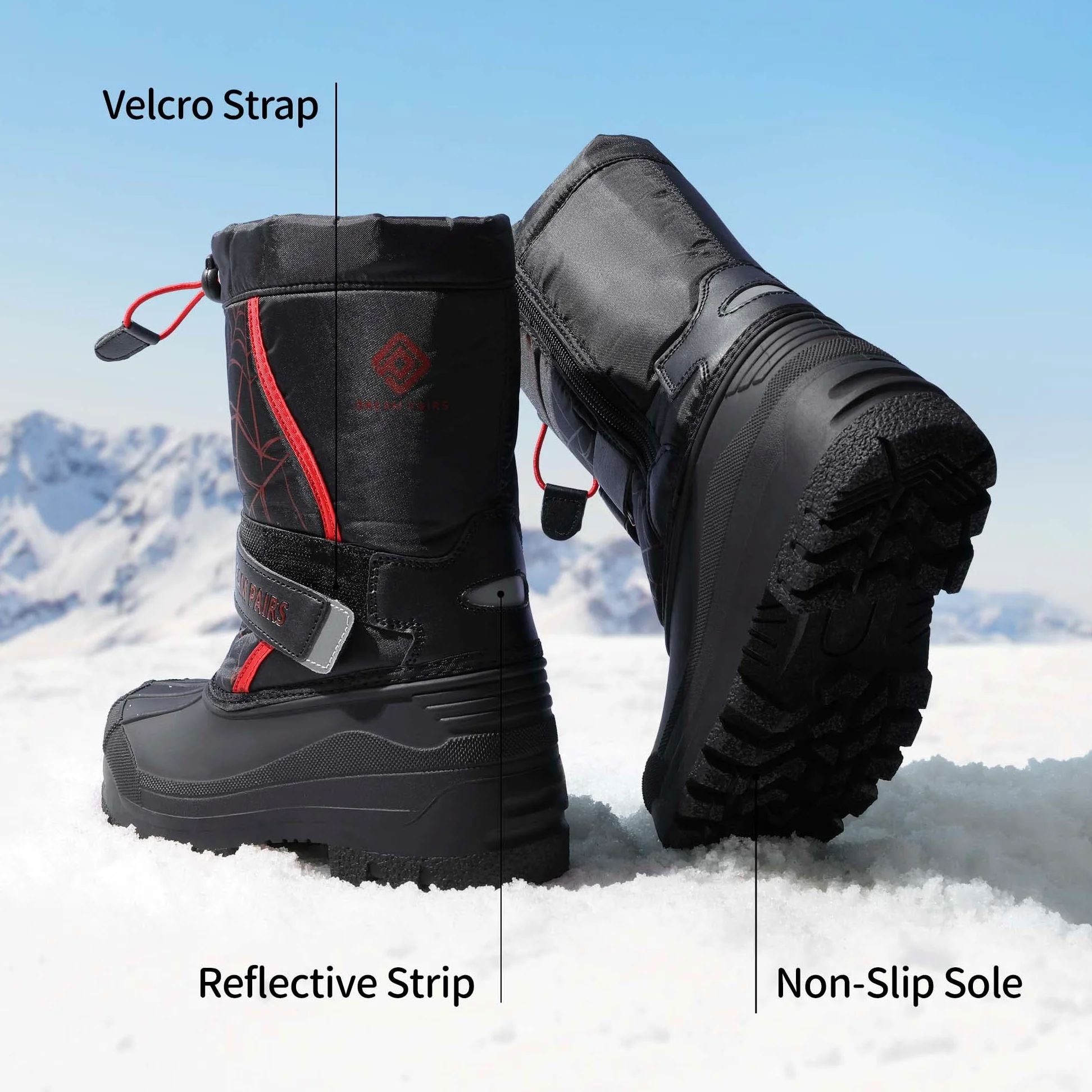 DREAM PAIRS Kids Botas de Nieve Invierno Ninos con Forro Calido Zapatos de Senderismo con Cordones Impermeables Acolchados Pesados KAMICK