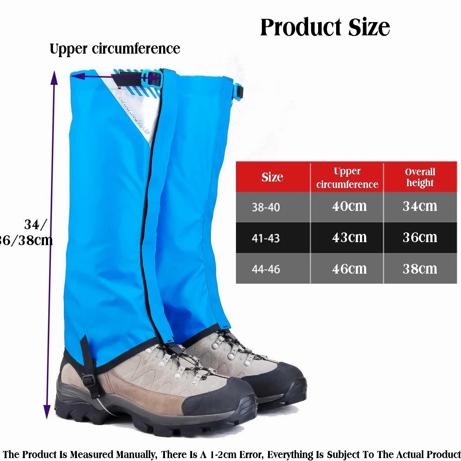 Polainas For Piernas, For Caza Y Senderismo, con Gancho Metálico For Cordones, Ajustables For Botas De Nieve, Senderismo Y Caza, For Hombres Y Mujeres(Blue,40X34cm)