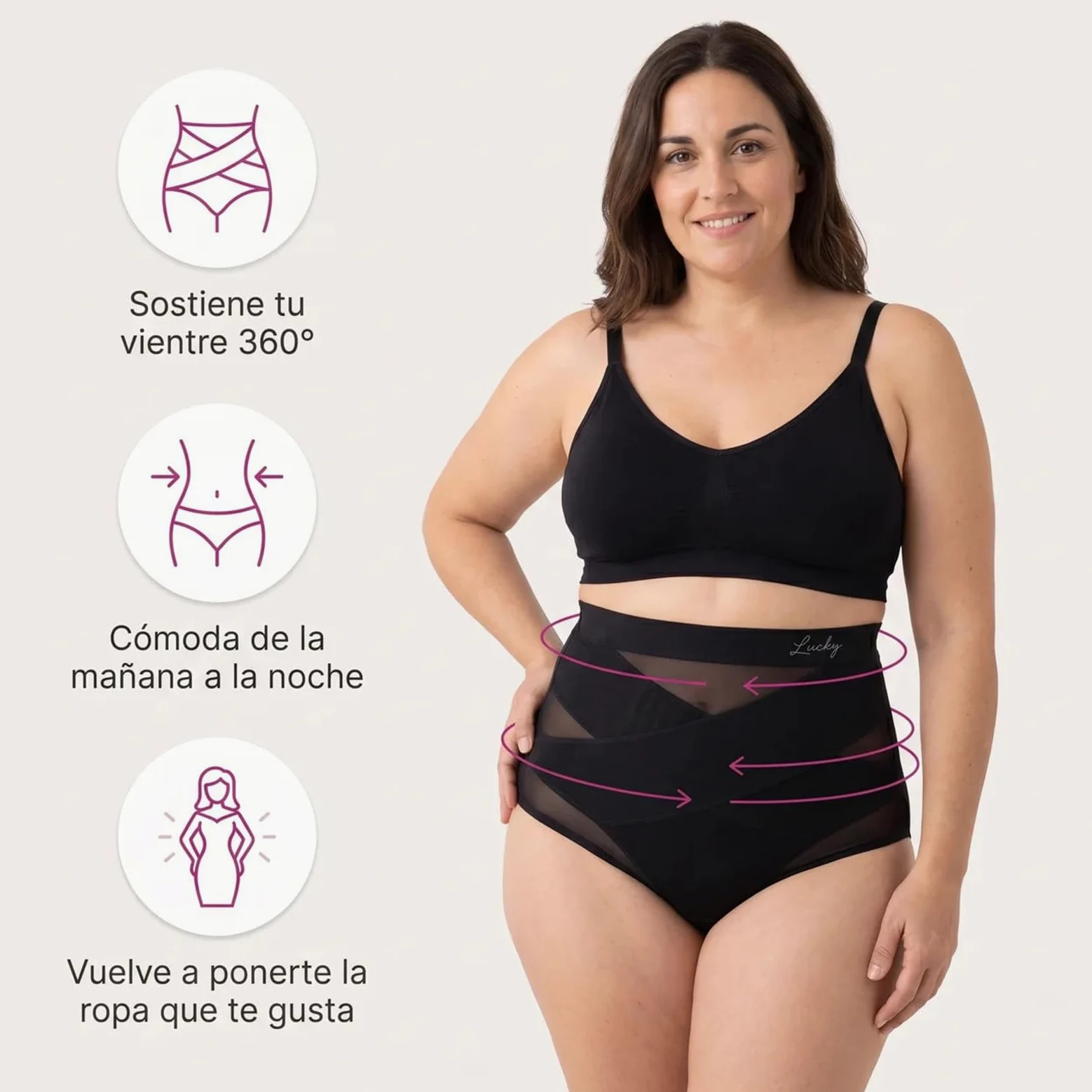 Mi-Calma Faja Cintura Alta Mujer Invisible Sin Costuras | Moldea la silueta con ajuste cómodo, tejido transpirable para uso diario bajo ropa ajustada