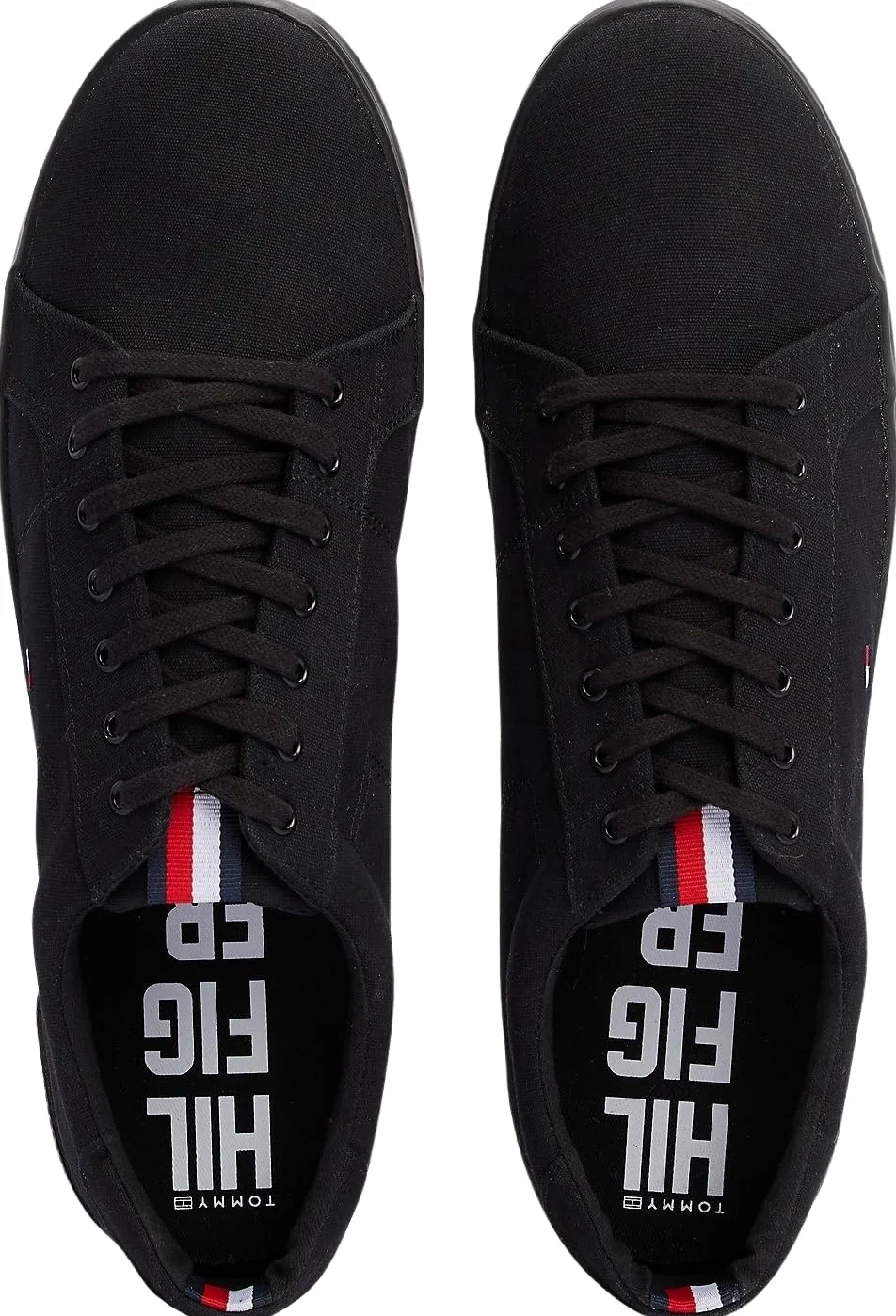 Tommy Hilfiger Zapatillas para Hombre Sneaker con Suela Vulcanizada, Negro (Black/Black), 44
