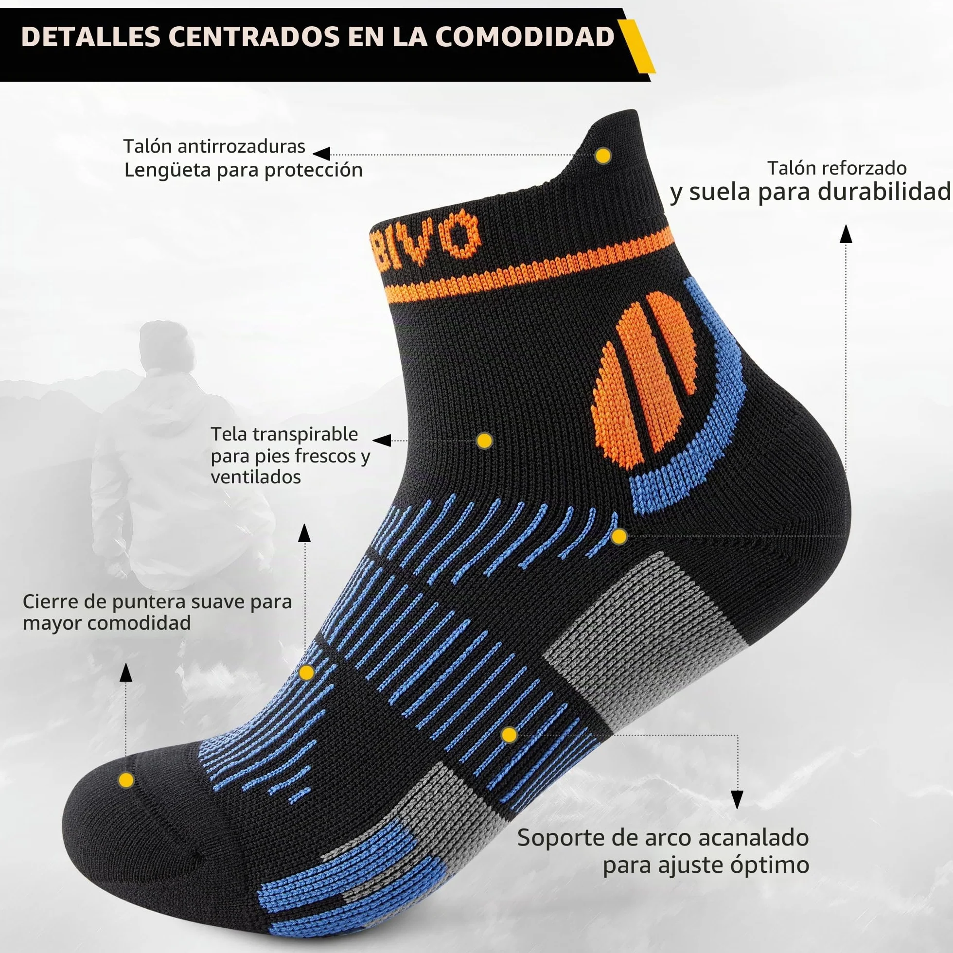 CAMBIVO Medias Compresion Cortos Mujer Hombre 2 Pares, Calcetines Deporte, Medias de Compresión, Calcetines Tobilleros Antiampollas Transpirable para Fascitis Plantar, Varices Running Avion Enfermera