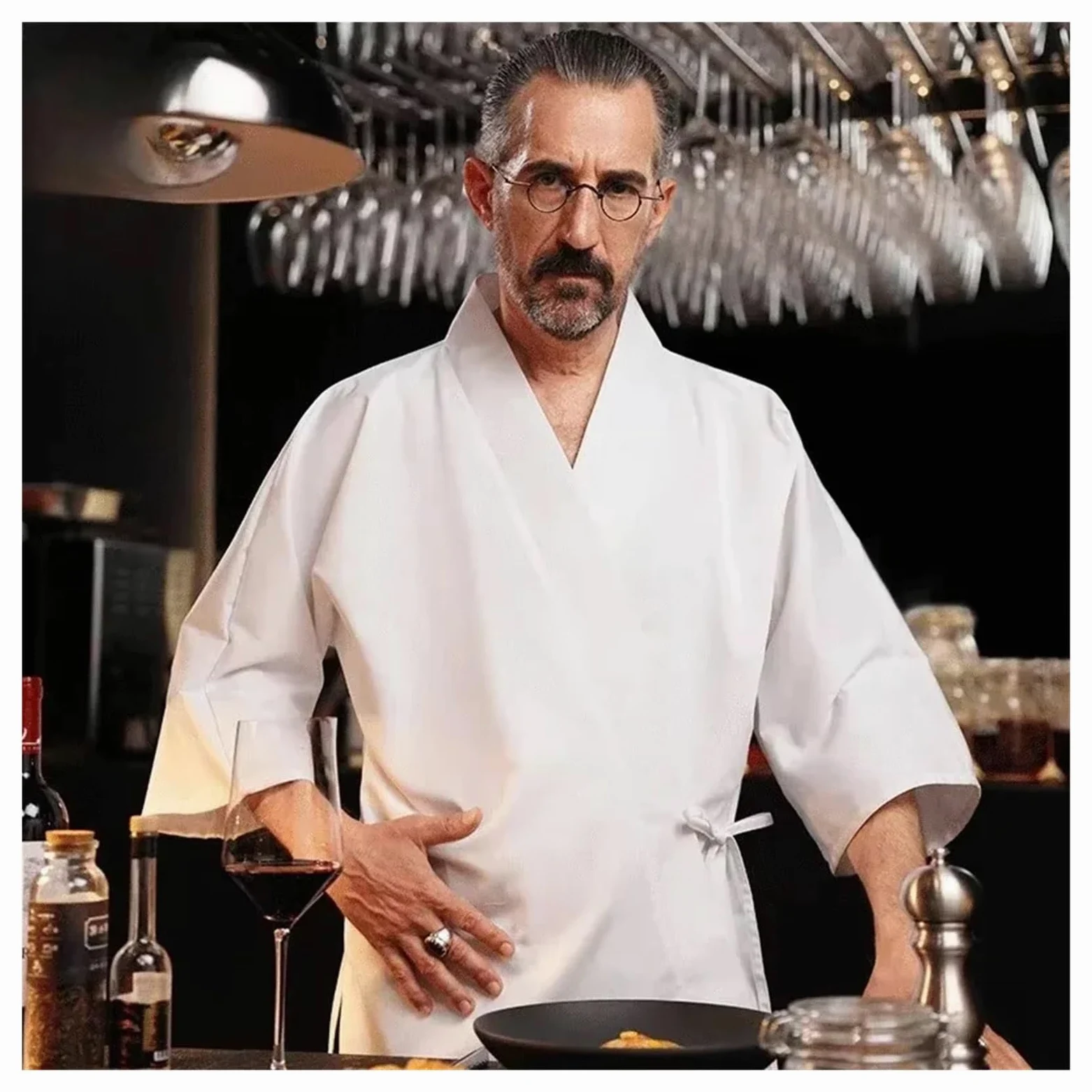 Chaquetilla Cocinero Hombre El Personal del Restaurante de Sushi USA Uniforme Chef Cocina Estilo té y Han