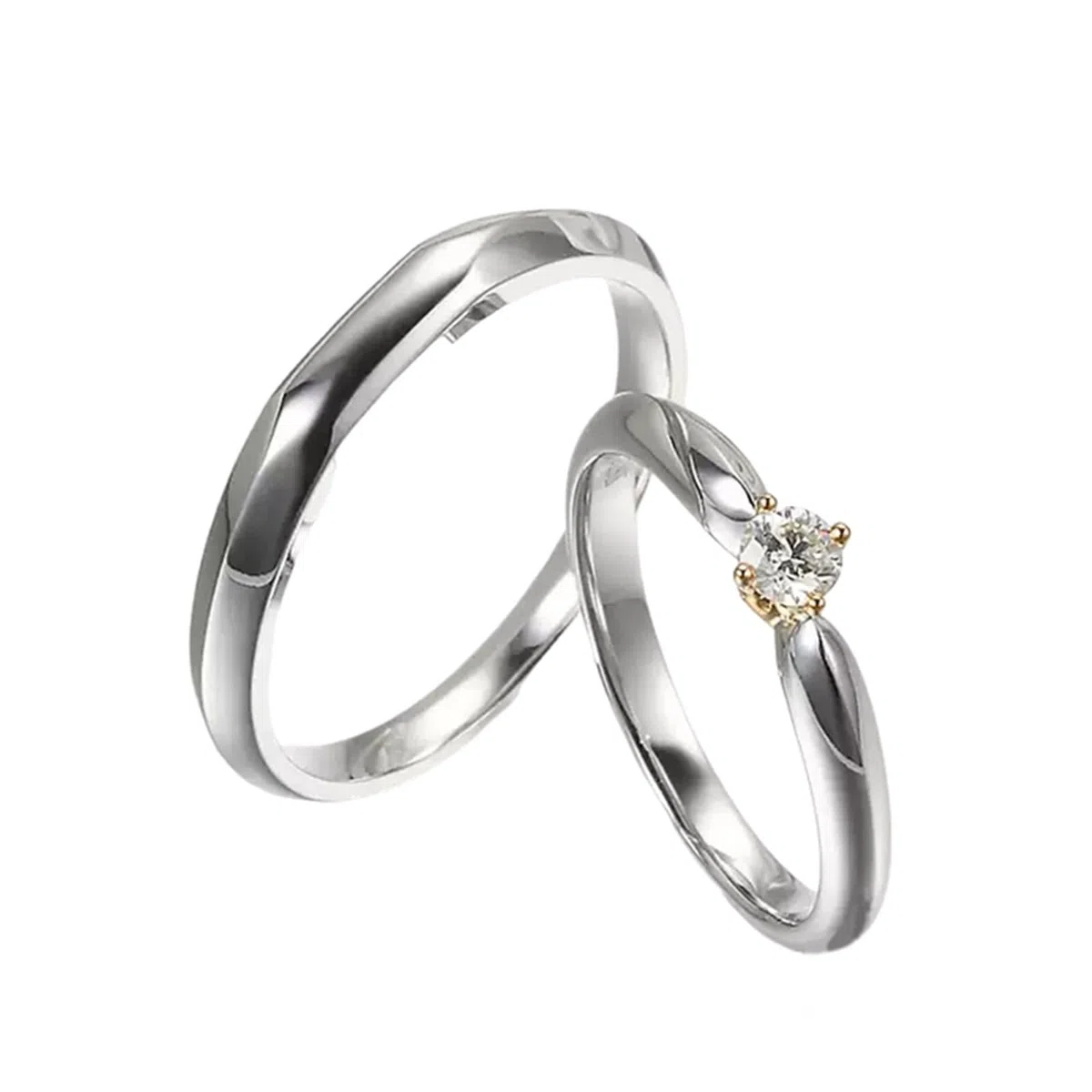 Wycian Anillo Compromiso para Hombre Anillo Oro Blanco Mujer 18 Kilates Plata Polaco Talla 16 Sólido No Chapado Moda para Hermana Graduación Joyas