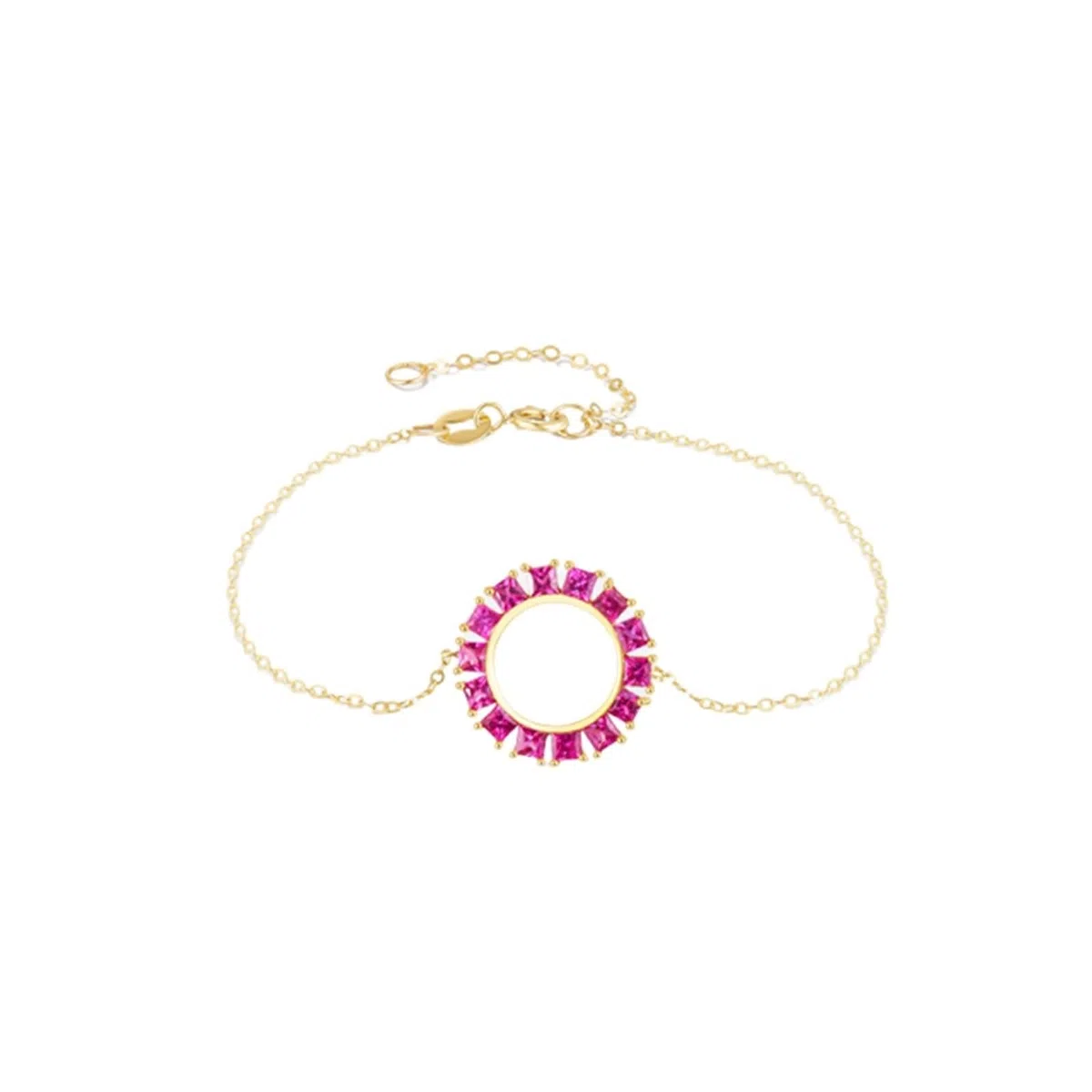 Pulseras de mujer de vacaciones, pulsera de amistad redonda con rubí, oro amarillo, regalo para mujer