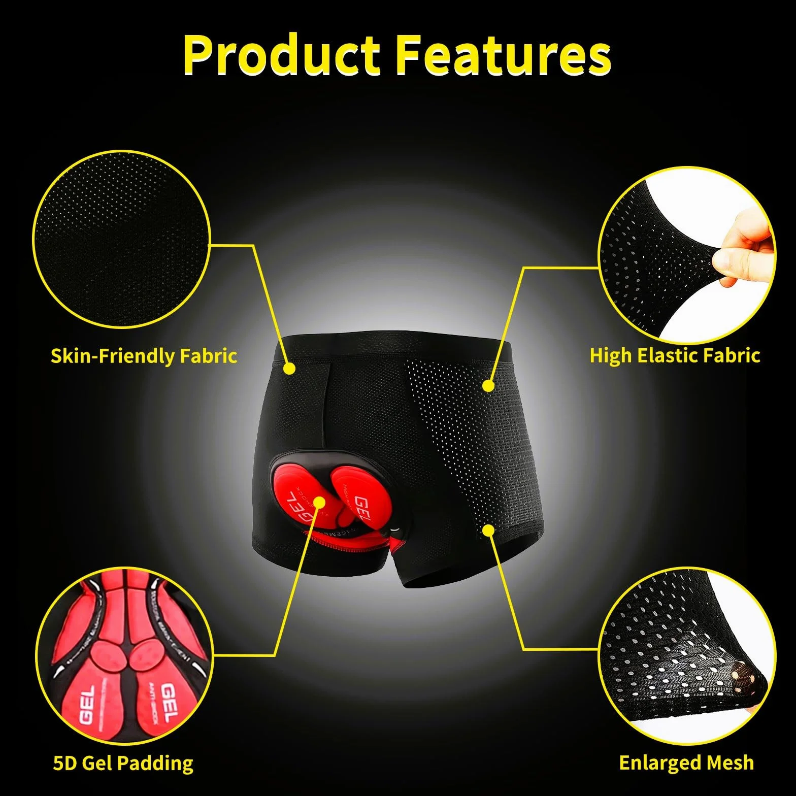 Culotte Ciclismo Hombre, Culote Ciclista Hombre con Acolchado 5D Calzoncillos Ciclismo Transpirables a Prueba de Golpes De Secado Rápido Pantalon Ciclista para Ropa Ciclismo