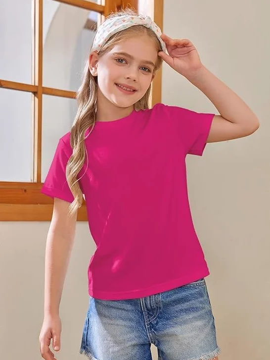 Haloumoning Camisetas de manga corta para niña, camisetas de verano, cuello redondo, informal, camisetas de gran tamaño