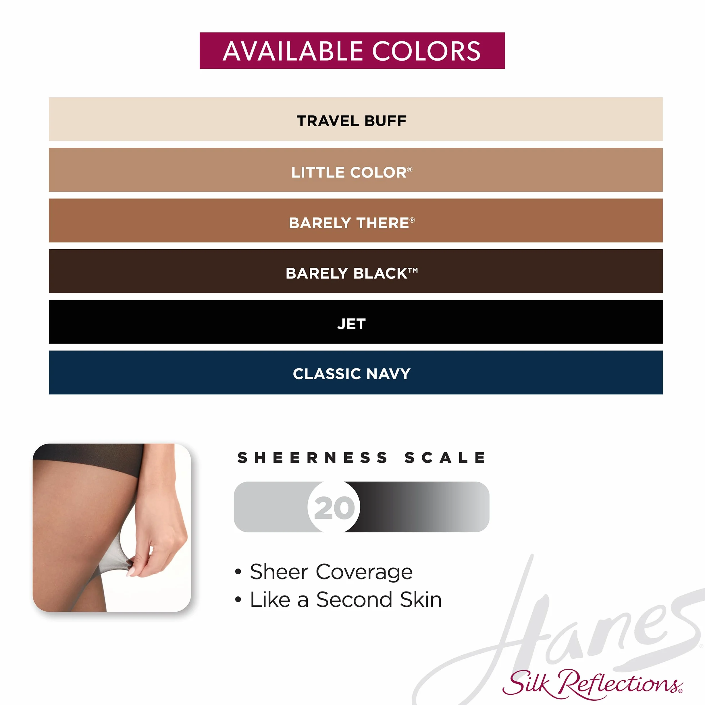 Hanes Silk Reflections Non Control Reinforced Toe Silky Sheer Pantyhose, Pantimedias Mujer (Pack de 1)