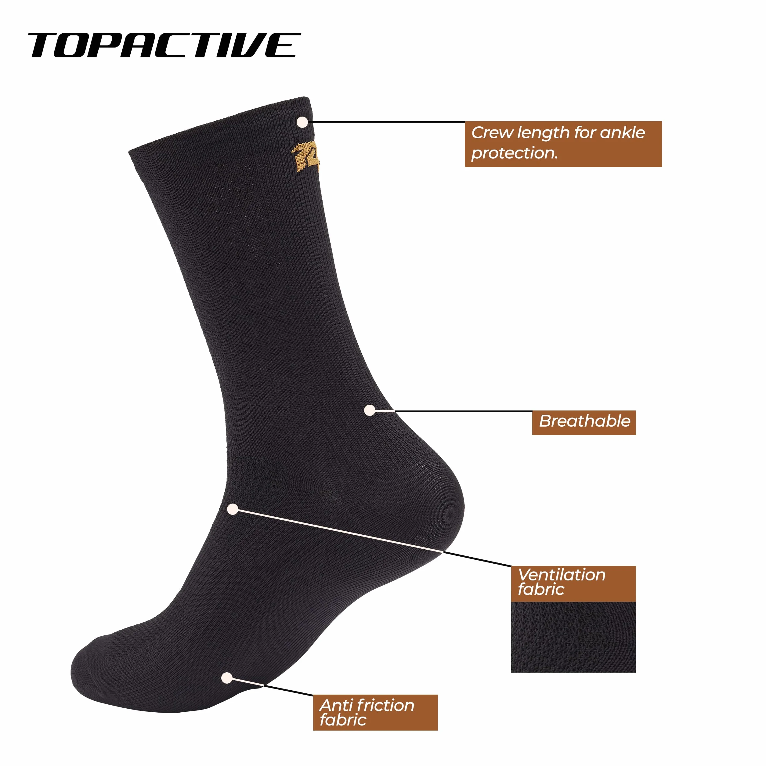 Calcetines Altos Transpirables para Ciclismo Running Trail Running Trekking Pack de 3