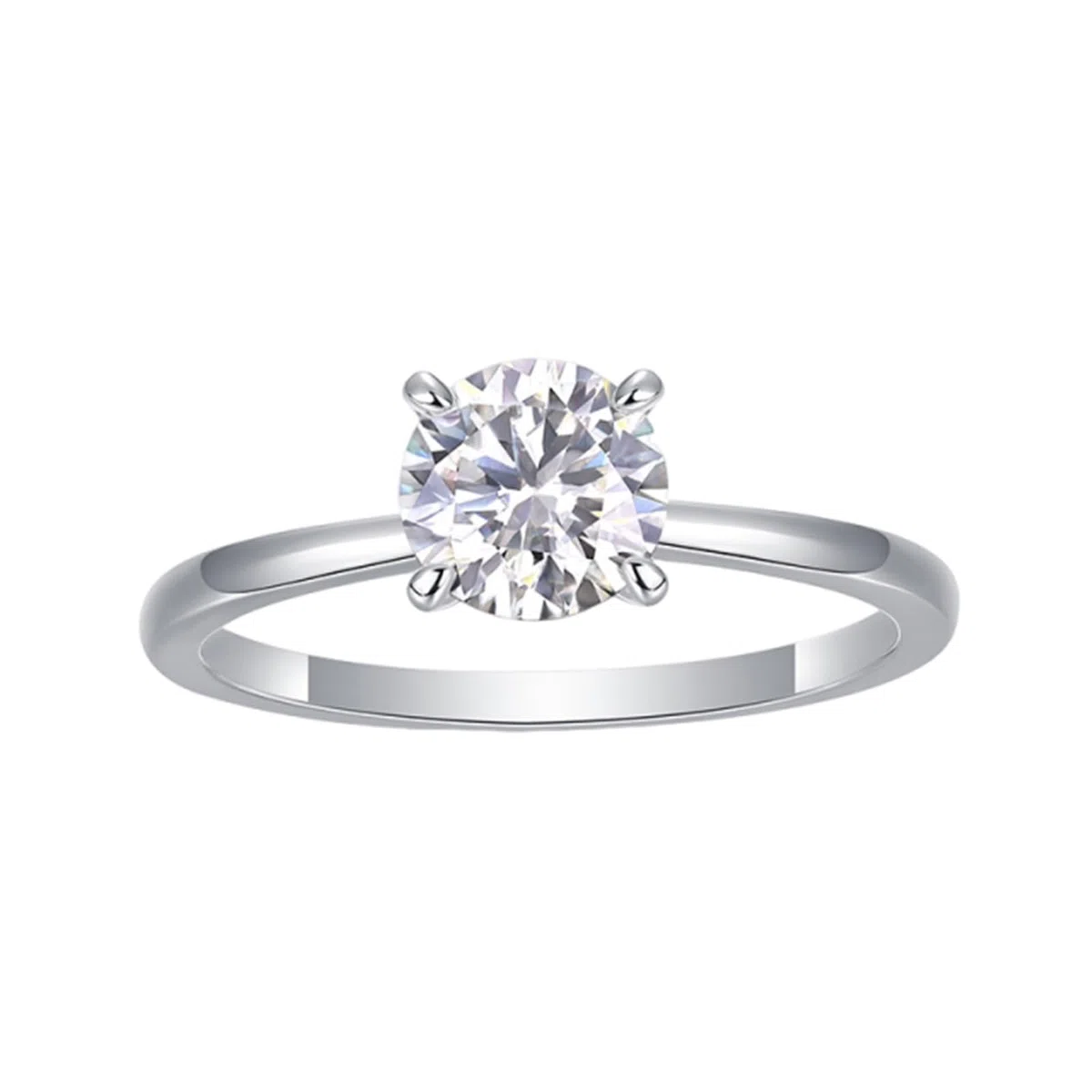 Anillo de boda de oro blanco para mujer, alianzas de oro auténtico con moissanite de 1 ct, anillo de boda solitario para mujeres