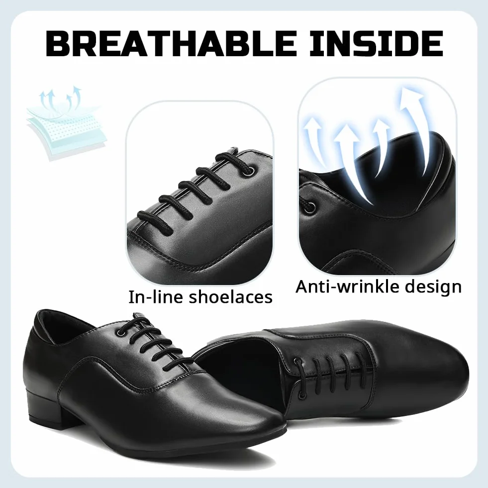 Zapatos Profesionales de Baile Latino para Hombre Zapatos de Baile Jazz Tango Waltz Performance Shoes Tacon 2.5 CM