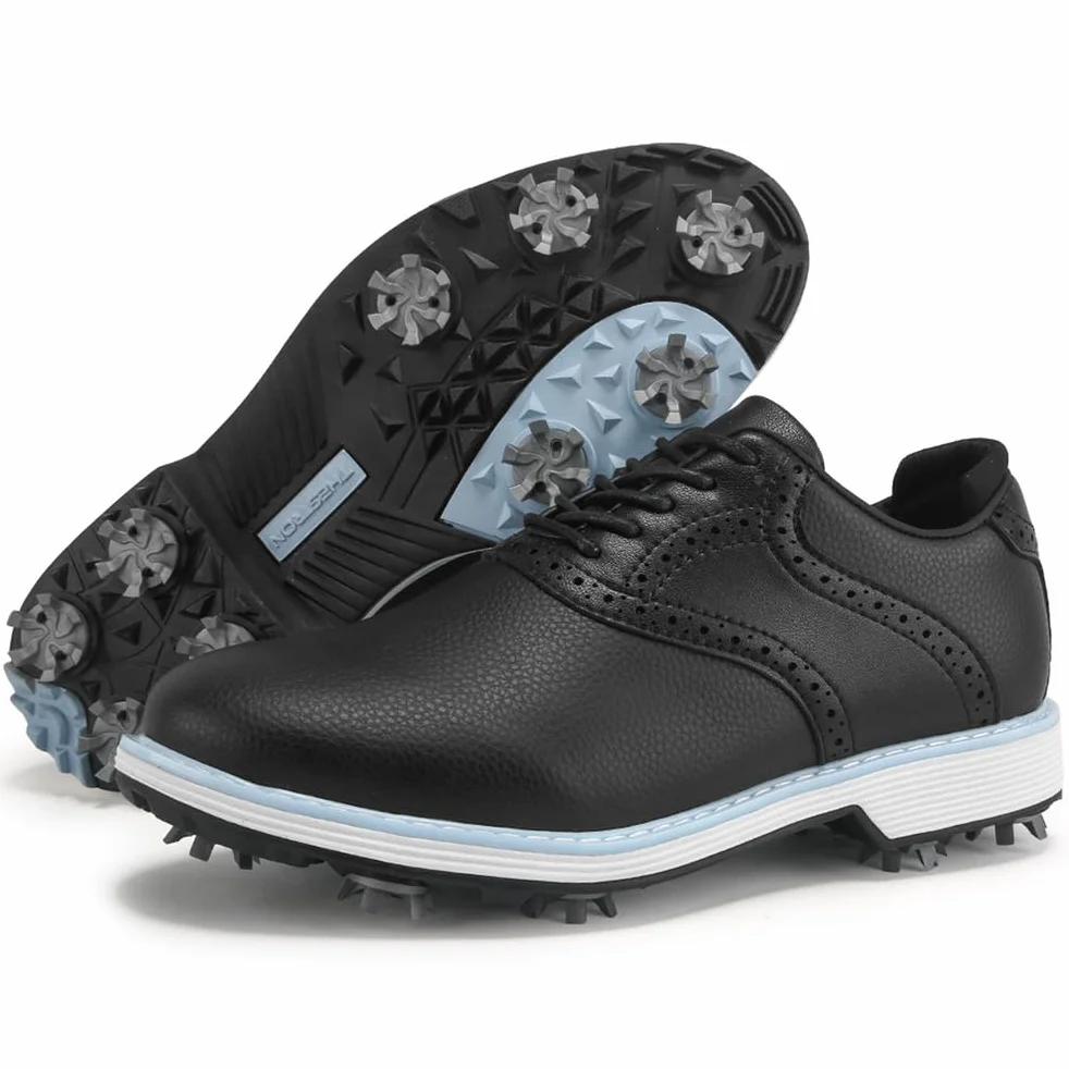SDEQA Zapatos de Golf Impermeables para Mujer con 9 Clavos Cuero, Zapatillas de Golf para golfistas, Talla Grande