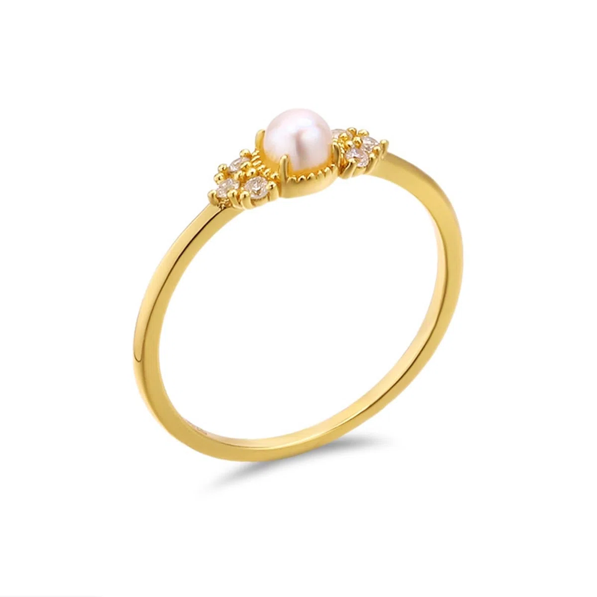 Anillo solitario de oro amarillo Au 375/585/750, joya auténtica con perla, forma clásica
