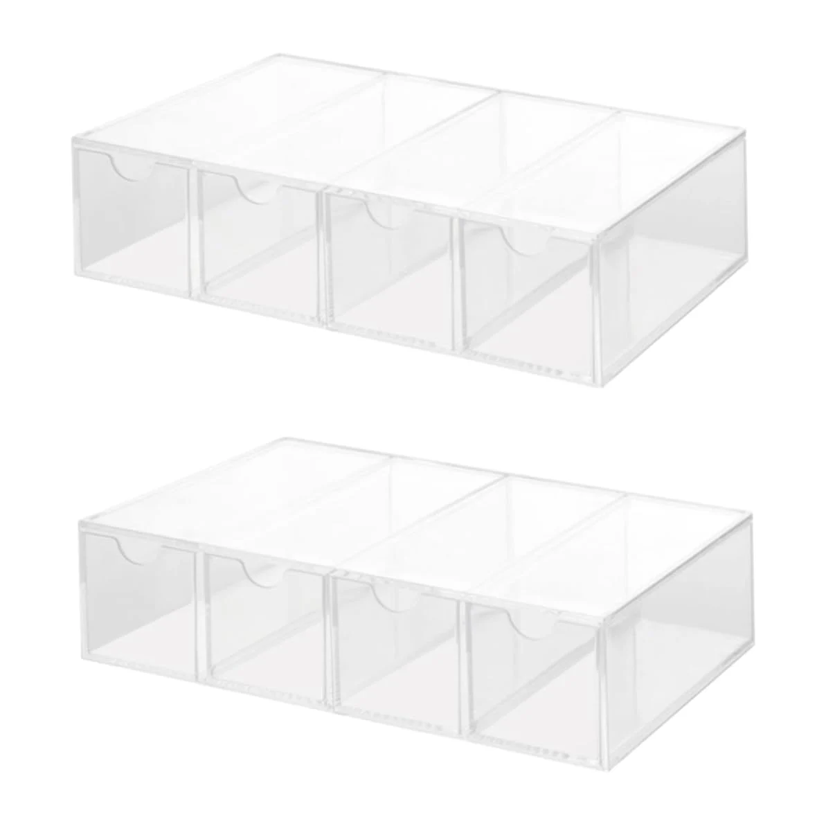 FRCOLOR Caja Transparente y Almacenamiento Sencillo 4 Capas para Gafas de Sol 2 Piezas PS Resistente Tipo Cajón de Acrílico para Exhibición en Mostrador