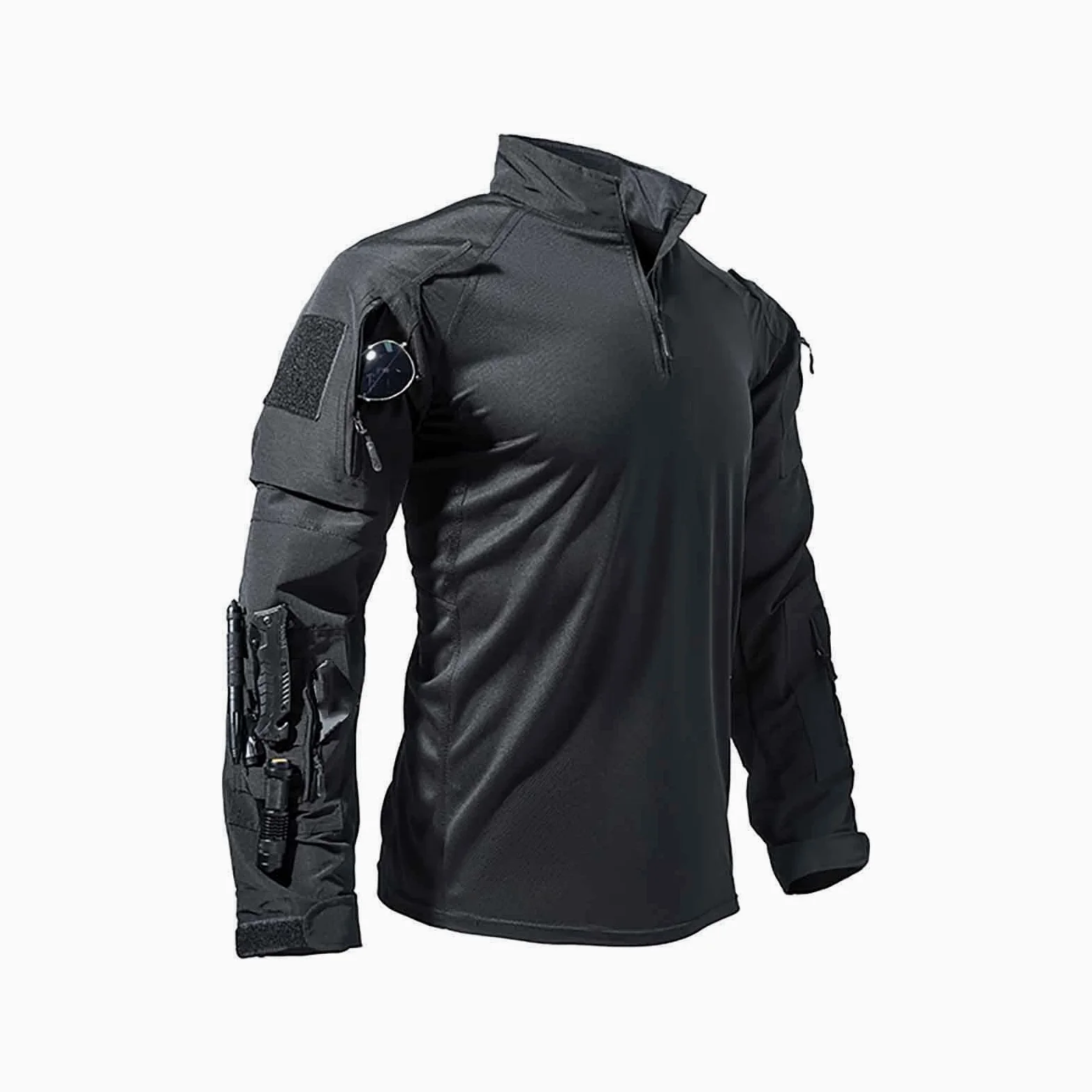 Genérico Camiseta para Hombre con Cuello En V T Shirt Algodon Camisetas Ajustadas y Pantalón de Entrenamiento Técnico Transpirable Elástico Múltiples Bolsillos