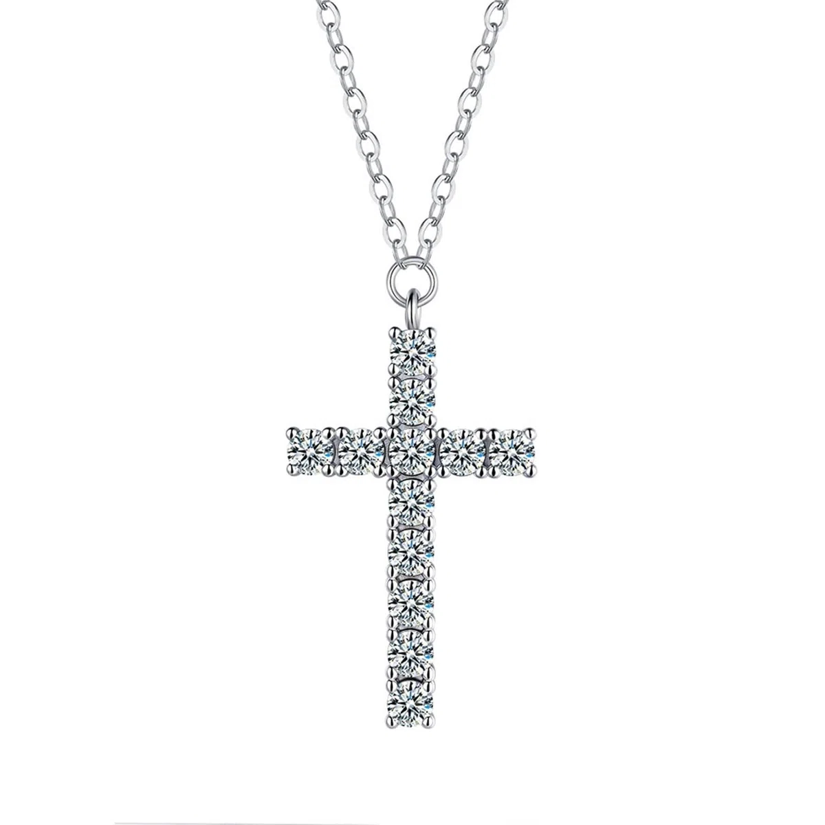 Collar de oro de 9 quilates con moissanita para mujer, collar de cruz de oro real para esposa