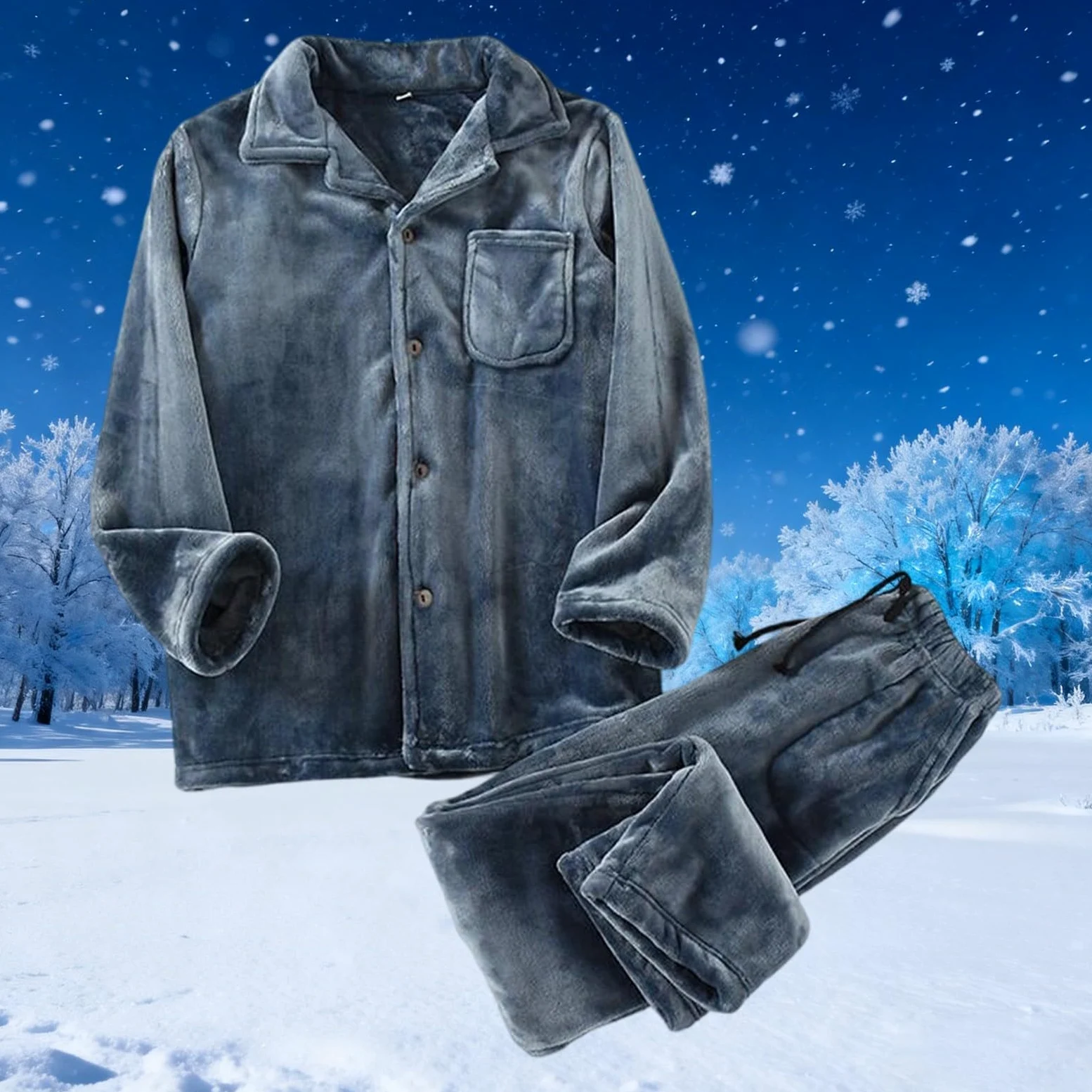 Genérico Pijama Hombre de Franela térmica de Invierno, Ropa de Dormir de Forro Polar acogedora para Noches frías, Ropa Suave y cómoda para el hogar.