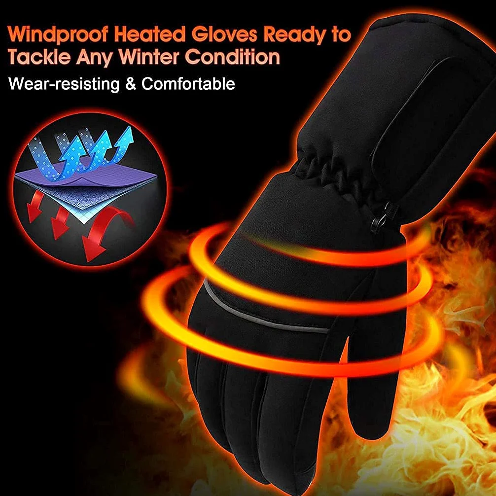 Guantes térmicos eléctricos con Pantalla táctil, para Exteriores, Interiores, calefacción a batería, Guantes de Invierno a Prueba de Viento para Hombres y Mujeres, al Aire Libre, c
