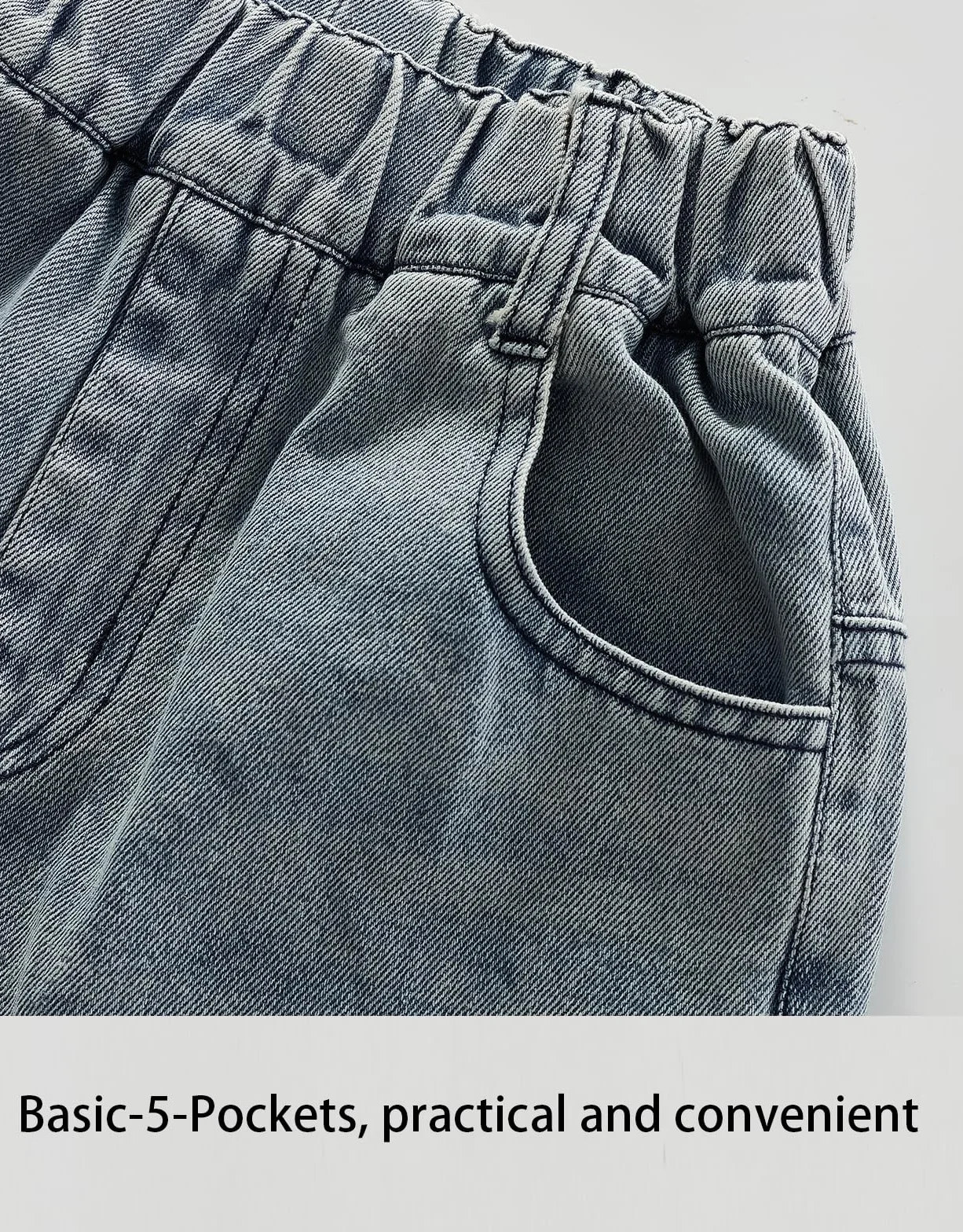 Pantalones de Mezclilla Rasgados Husky para niños, Cintura Elástica Escuela Juego