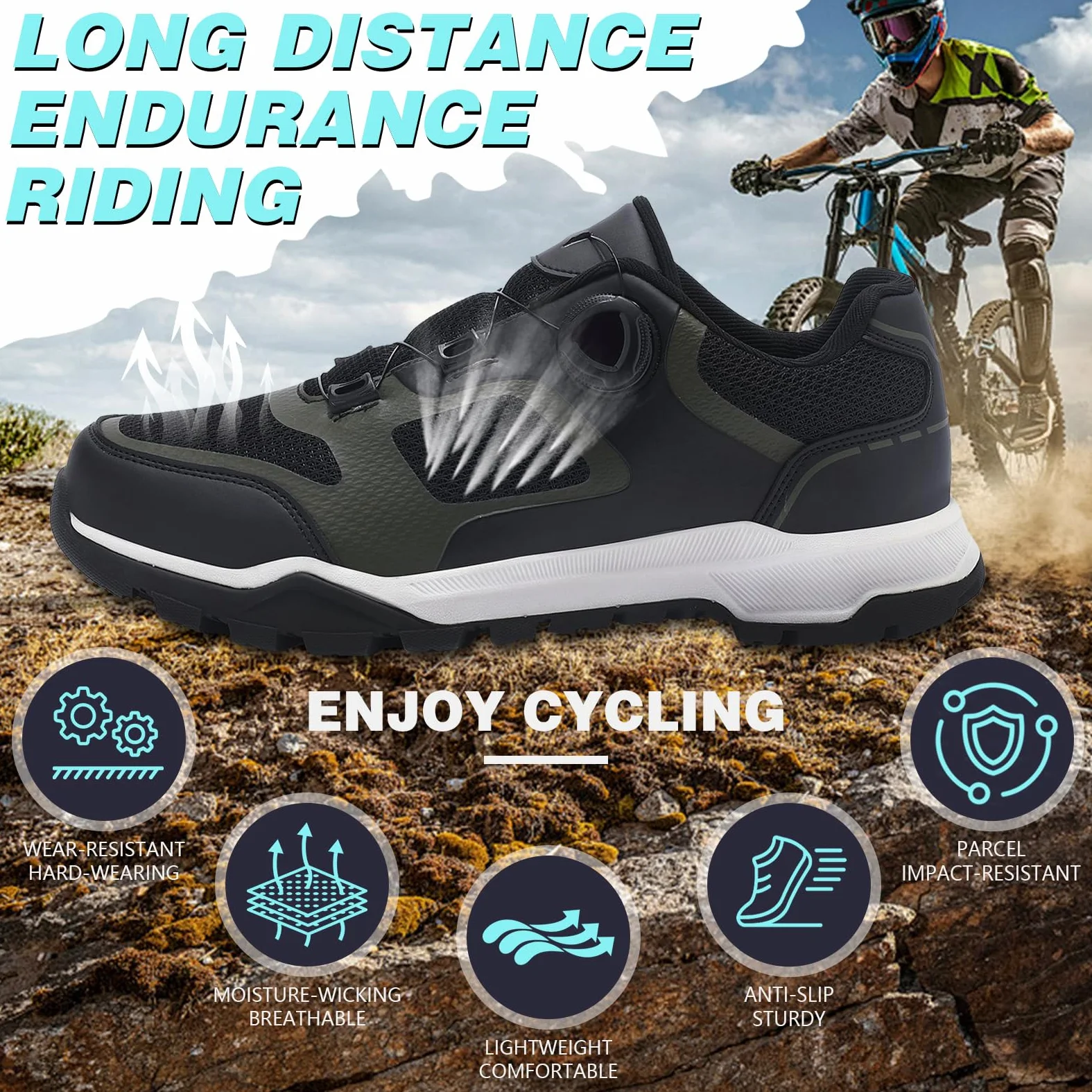Pro Zapatillas Ciclismo Hombres Mujeres, Unisex Zapatos Bicicleta de Montaña Compatibles con Todos los Pedales SPD, Botas Bicycle MTB para Exteriores