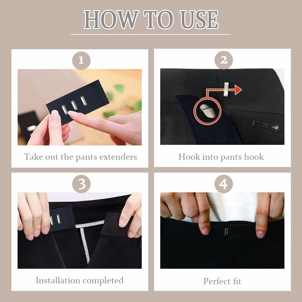 6 Piezas de Extensor de Botón Extensión de Cintura Gancho Ajustable con Gancho Elástico Extensión de Botón para Pantalones para Hombres y Mujeres Jeans Camisas Pantalones Falda