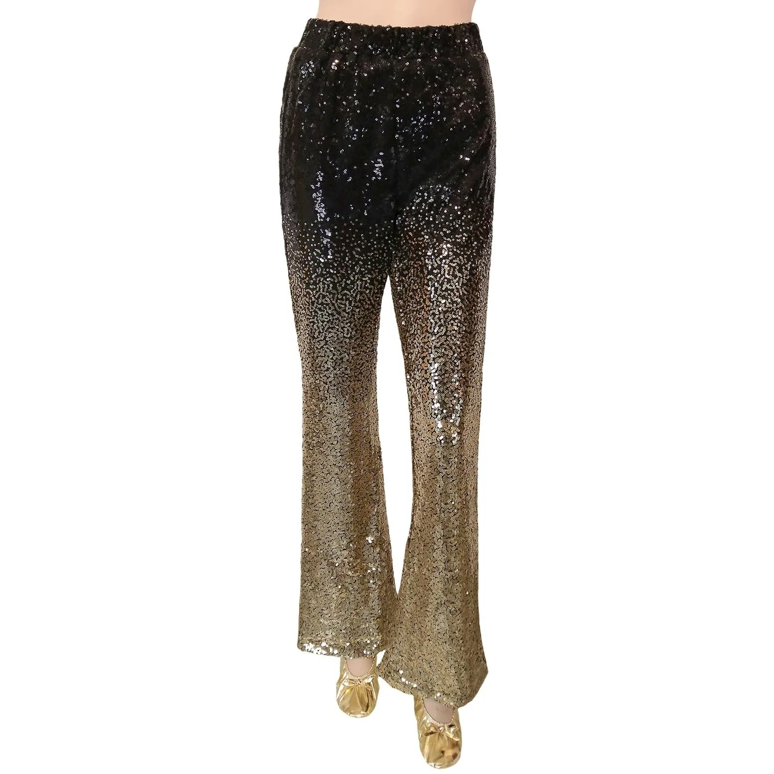 Generisch Pantalones largos de estilo degradado para danza, espectáculos de teatro, noches de club de jazz, elegantes pantalones elásticos