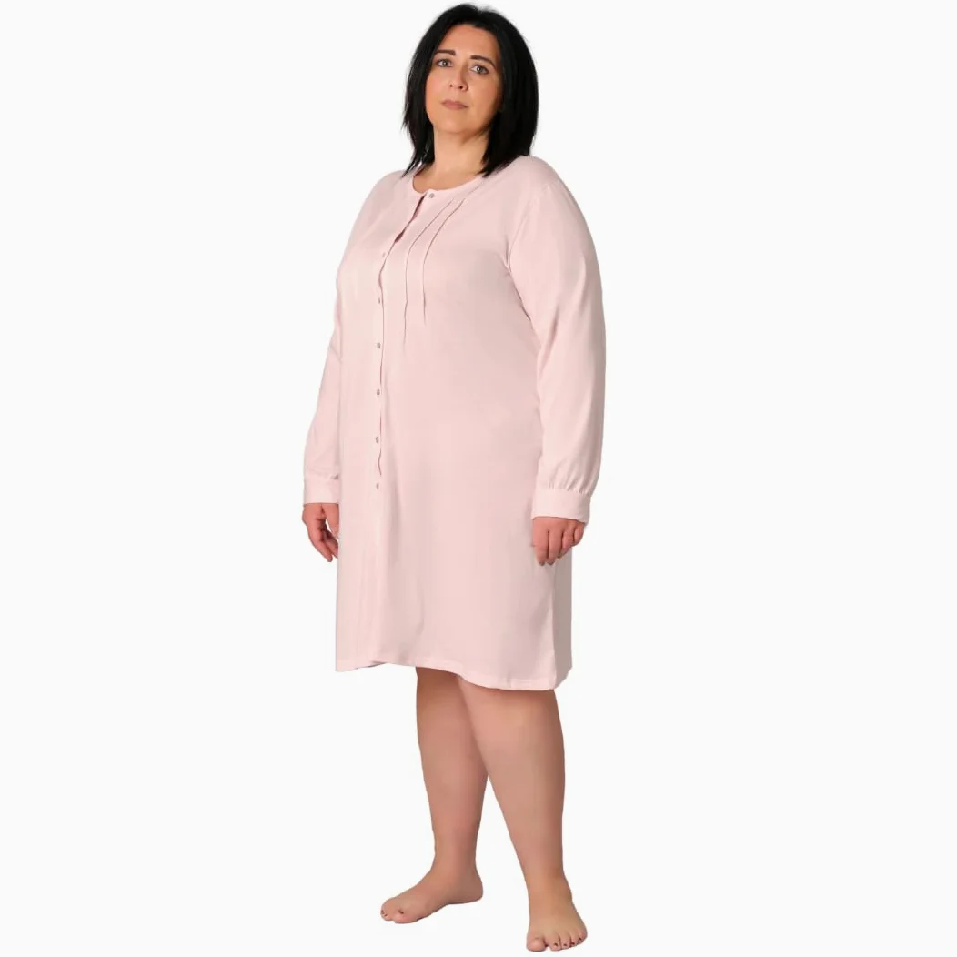 FERRUCCI COMFORT Camisón de noche para mujer, talla grande, talla Plus, 9082, cómodo, 100% algodón transpirable, elegante