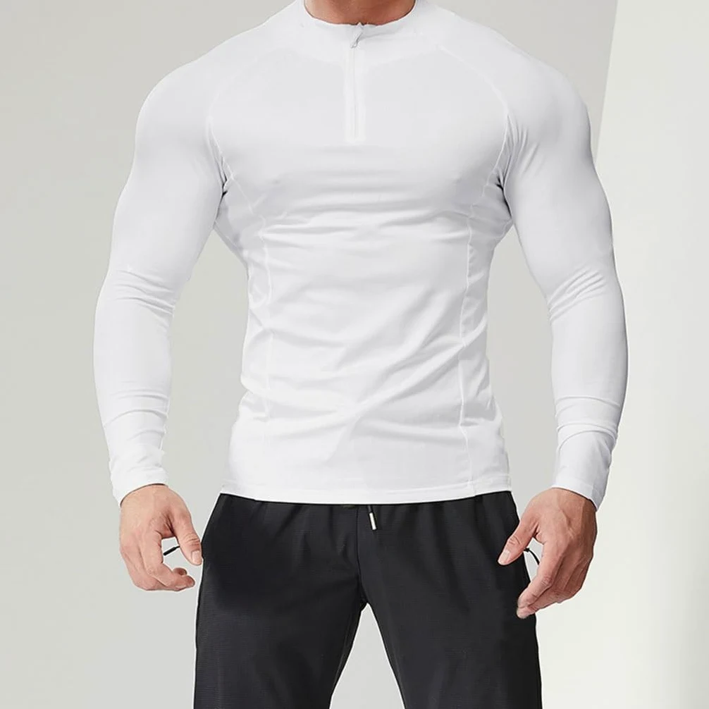 Camisa de compresión Camisa Ajustada Deportiva para Hombre, Top de Fitness con Parte Inferior para Correr de Entrenamiento de Manga Larga, Ropa Moldeadora(A1,XL)